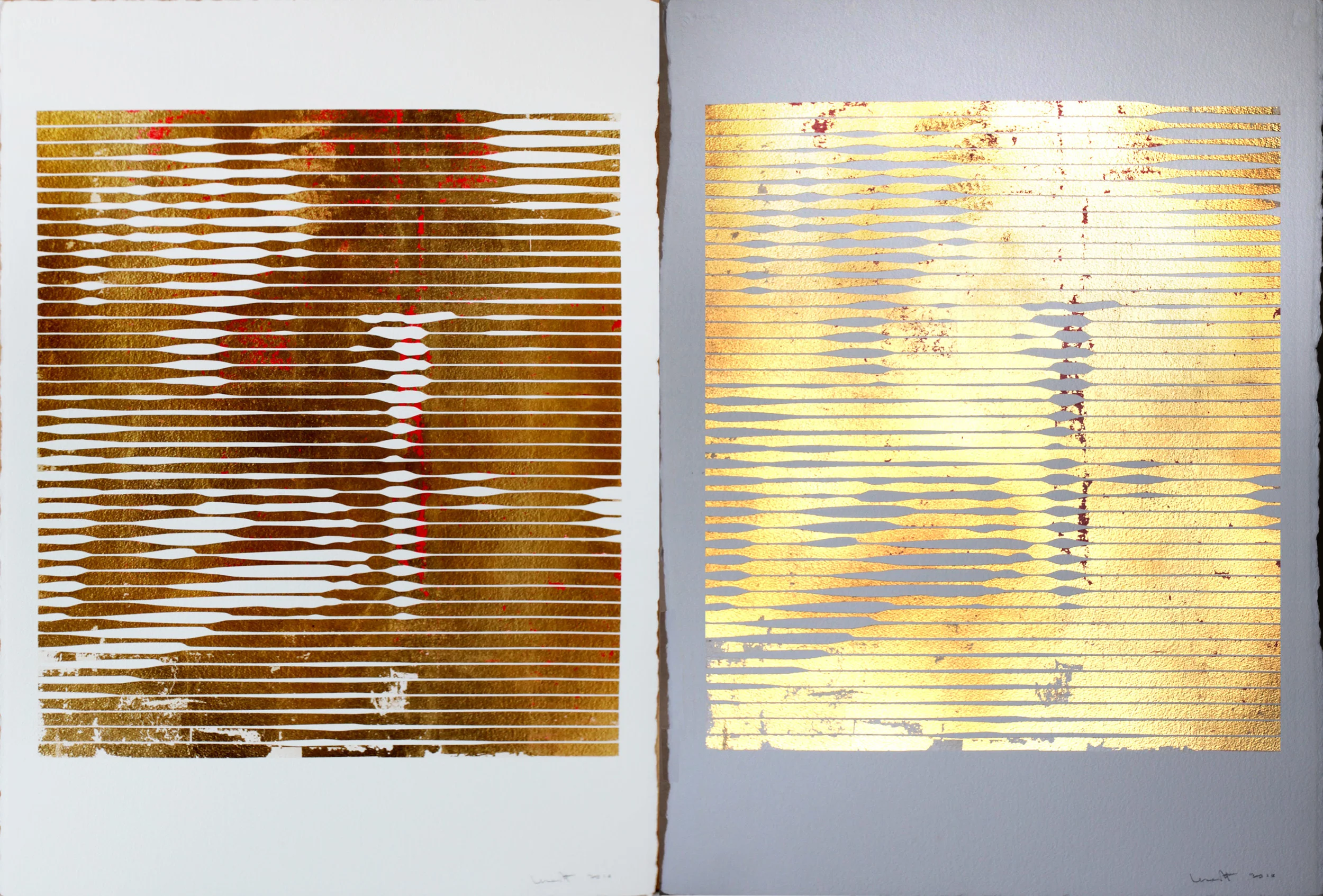 23.5 carat gold on cotton paper, 76 x 56 cm