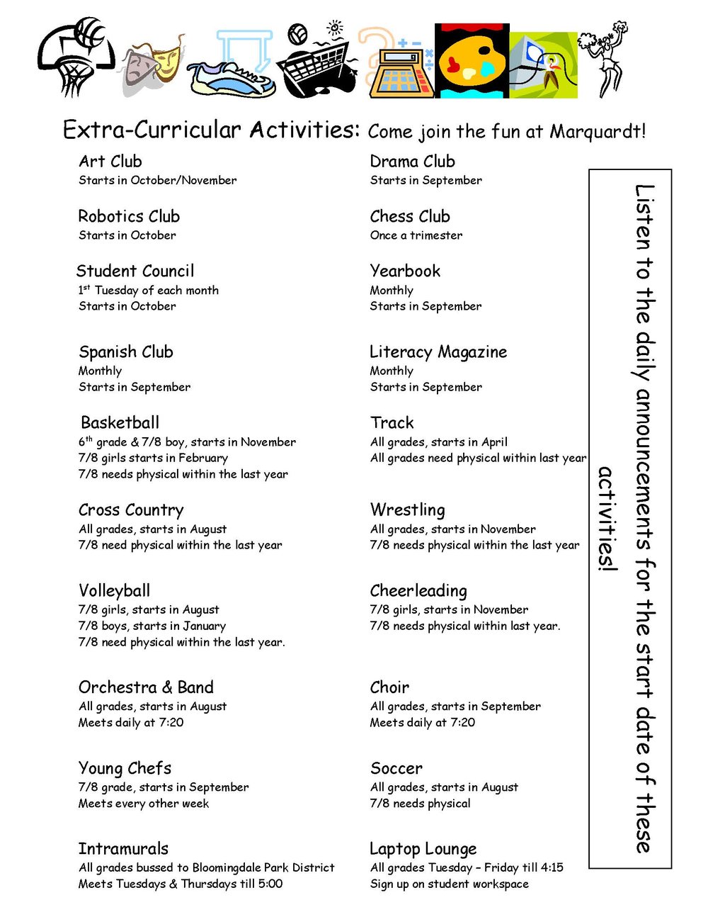 Extracurriculars — Marquardt Middle School