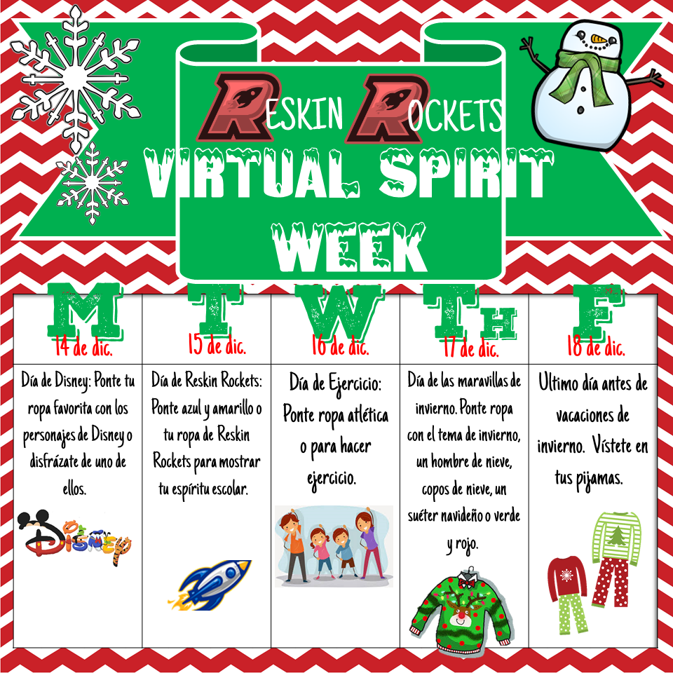 12/14-12/18: Virtual Spirit Week — G. School