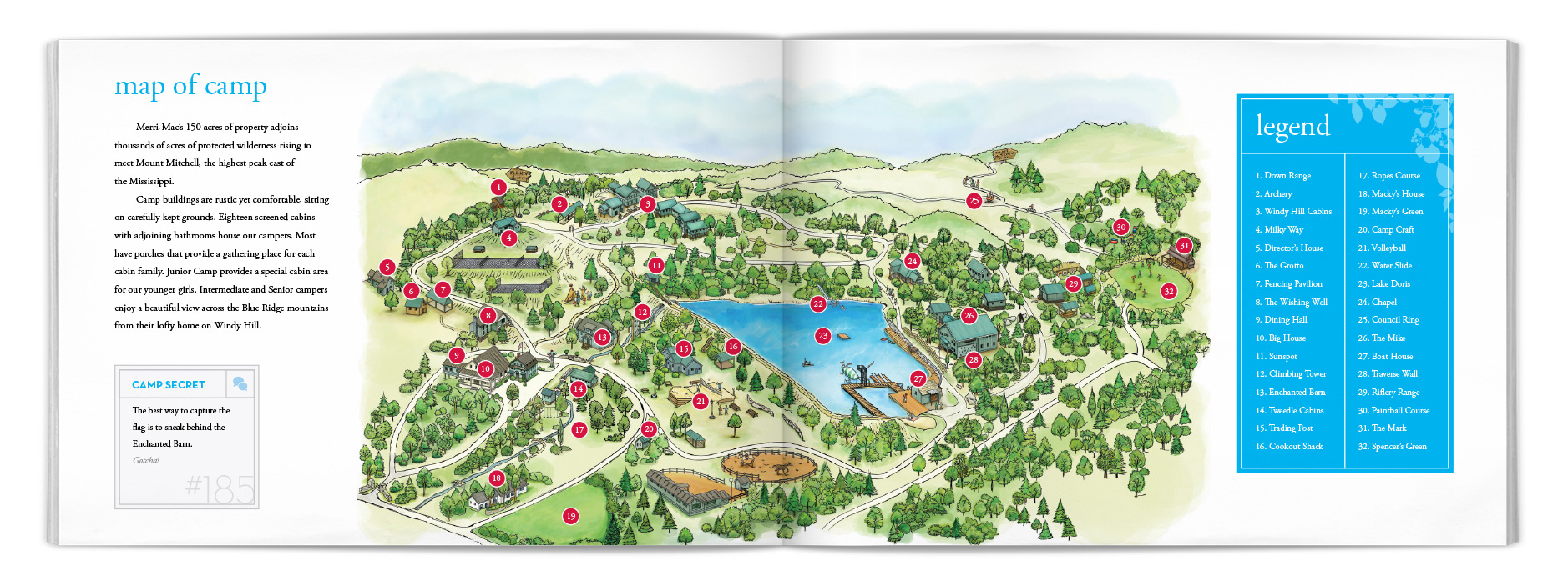 I labeled the centerfold map with numbers that correspond to the legend of facility locations.