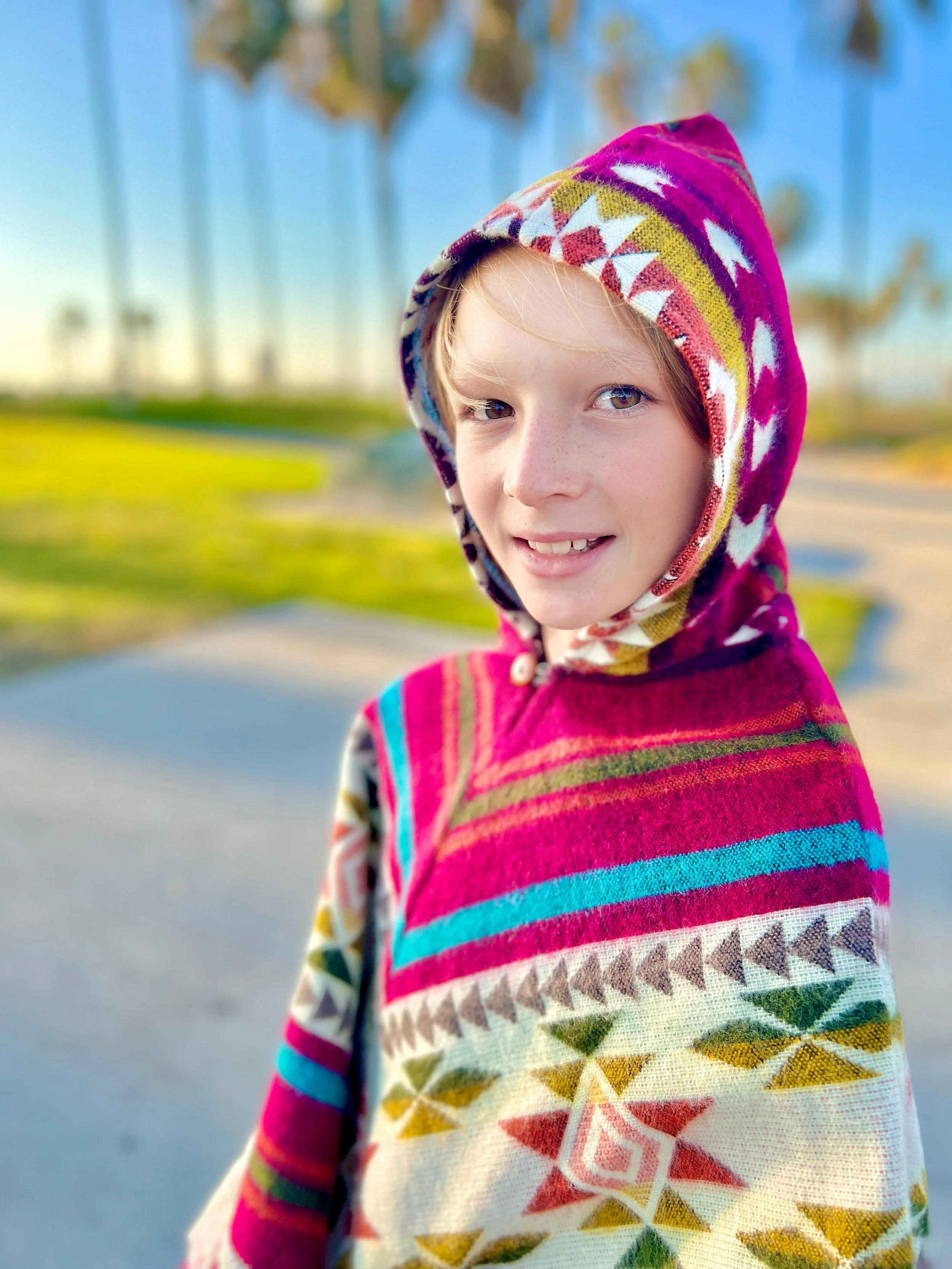 KID'S PONCHO Pink - Beige