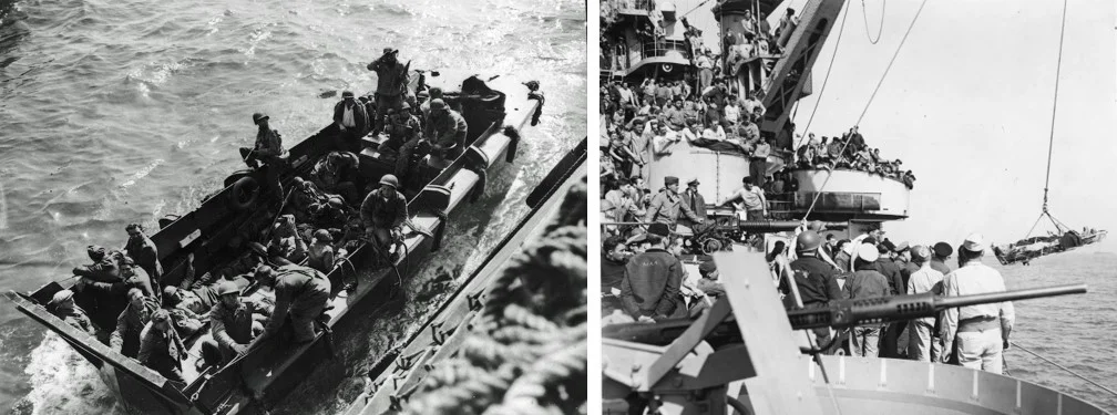 Bringing the wounded alongside and then onboard.
