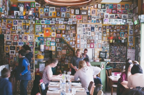 Moeder’s in Amsterdam is covered floor-to-ceiling with customer-contributed pictures of mom.