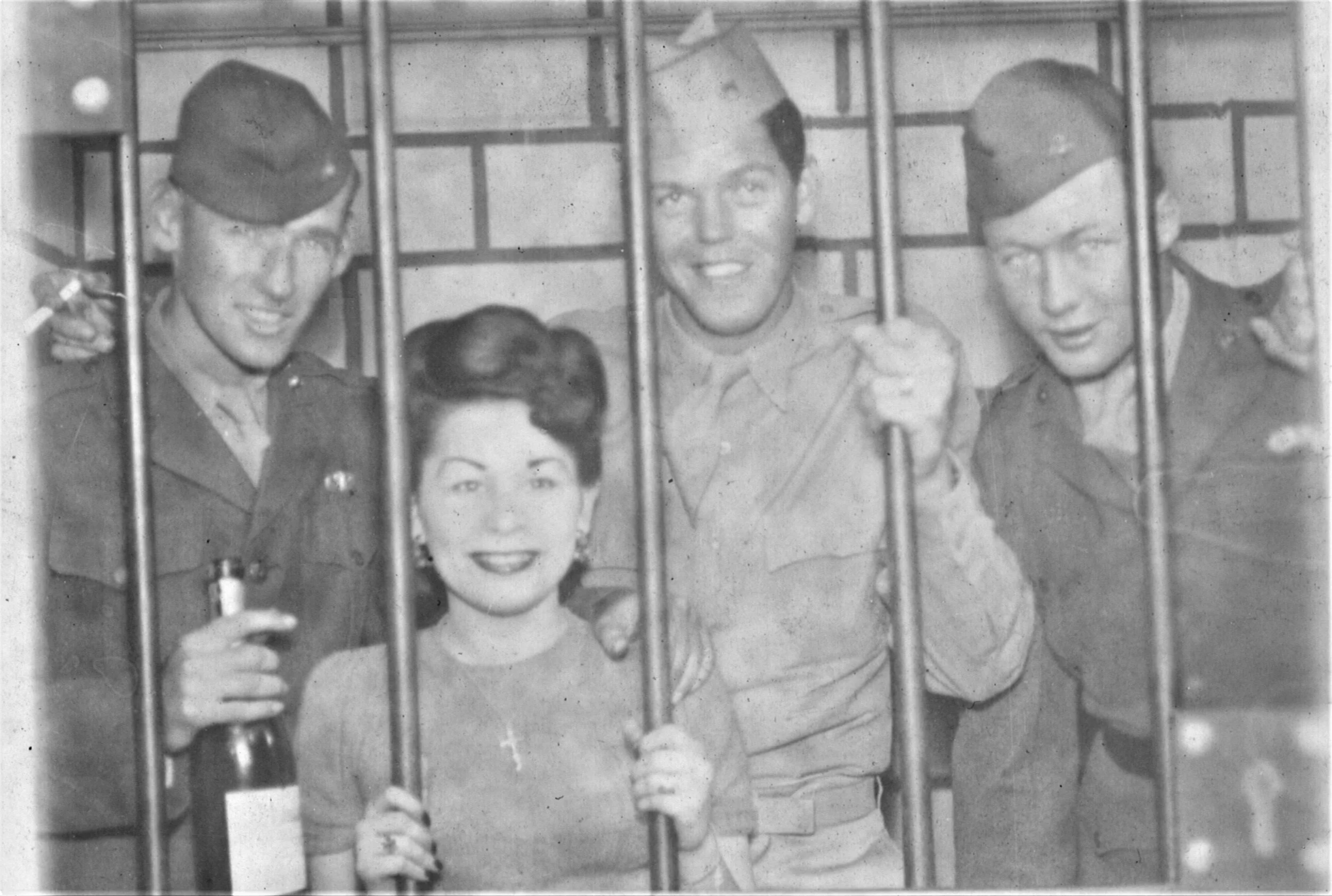 On leave and living it up in Los Angeles, CA, August 1944 (L to R): Frank Conlin, an anonymous friend, Bill Pawley, and Mike Kelly.