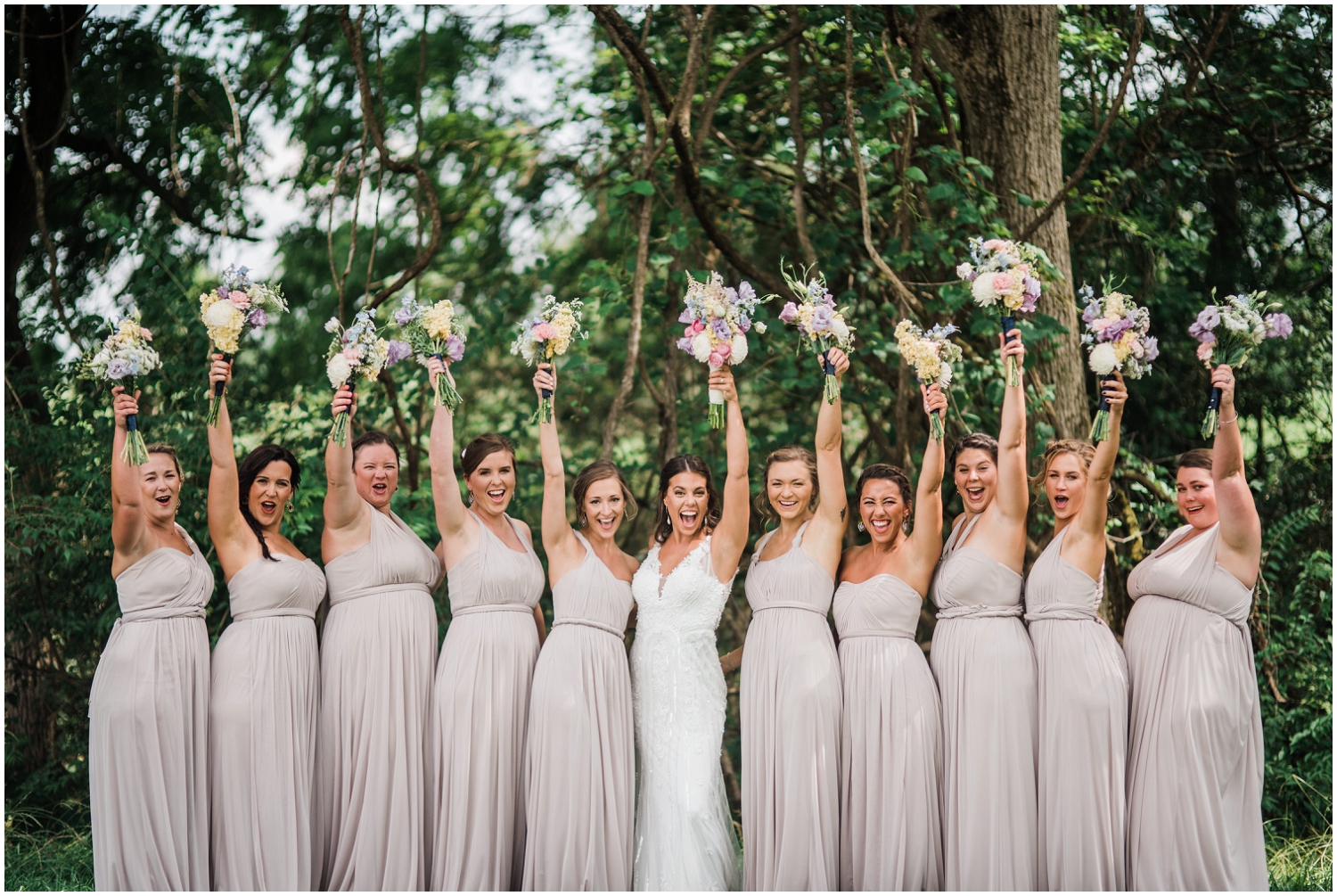  neutral bridesmaids dresses at Rolling Meadows Ranch 