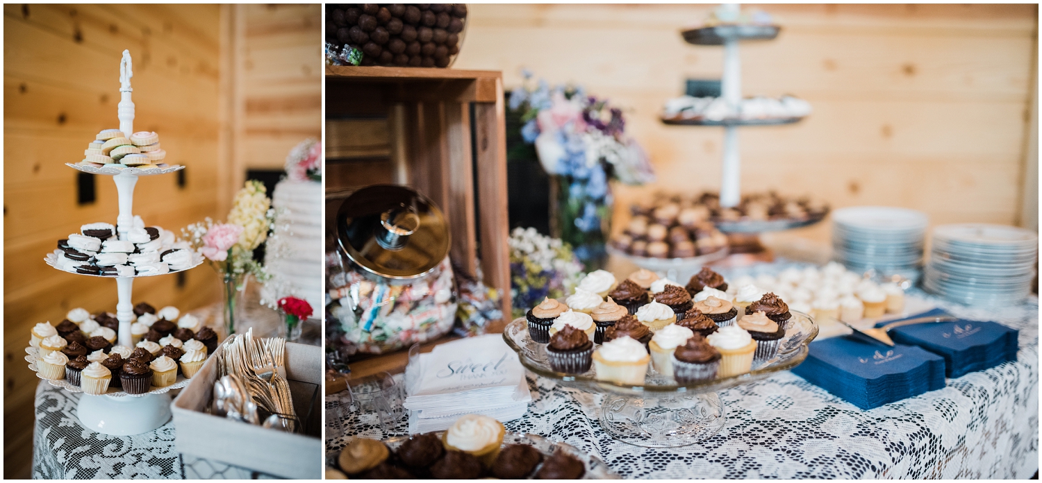 dessert table at Rolling Meadows Ranch wedding