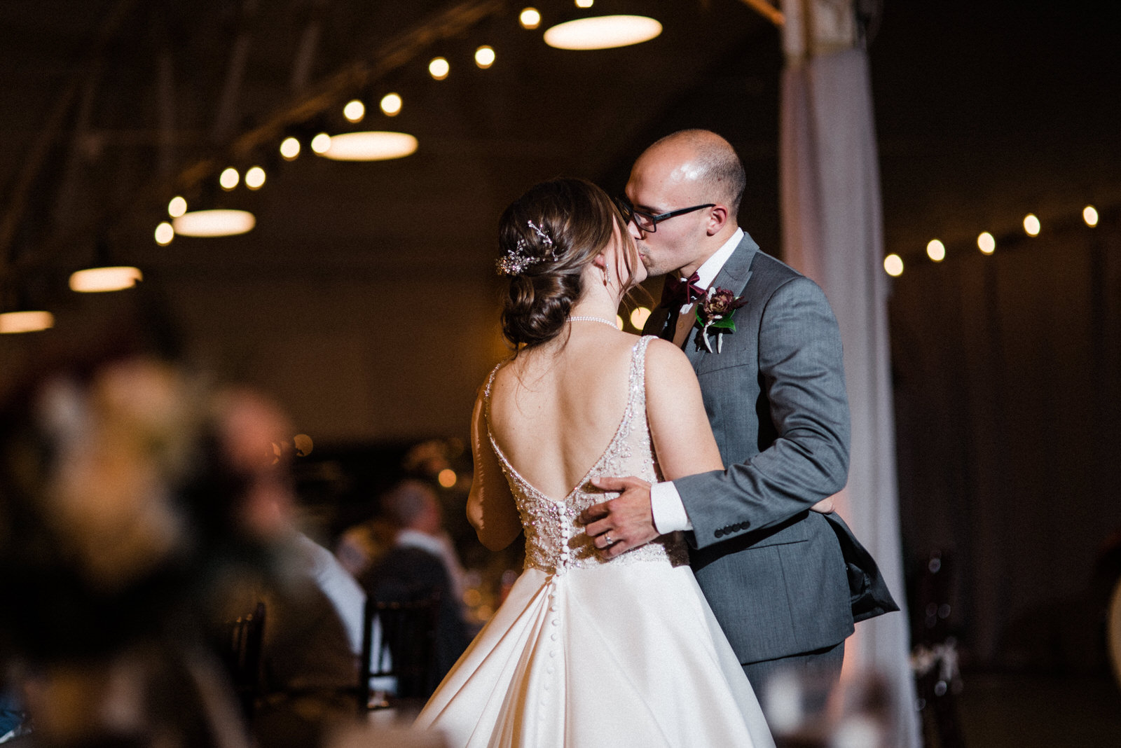 First dance at Americas Packard Museum wedding reception