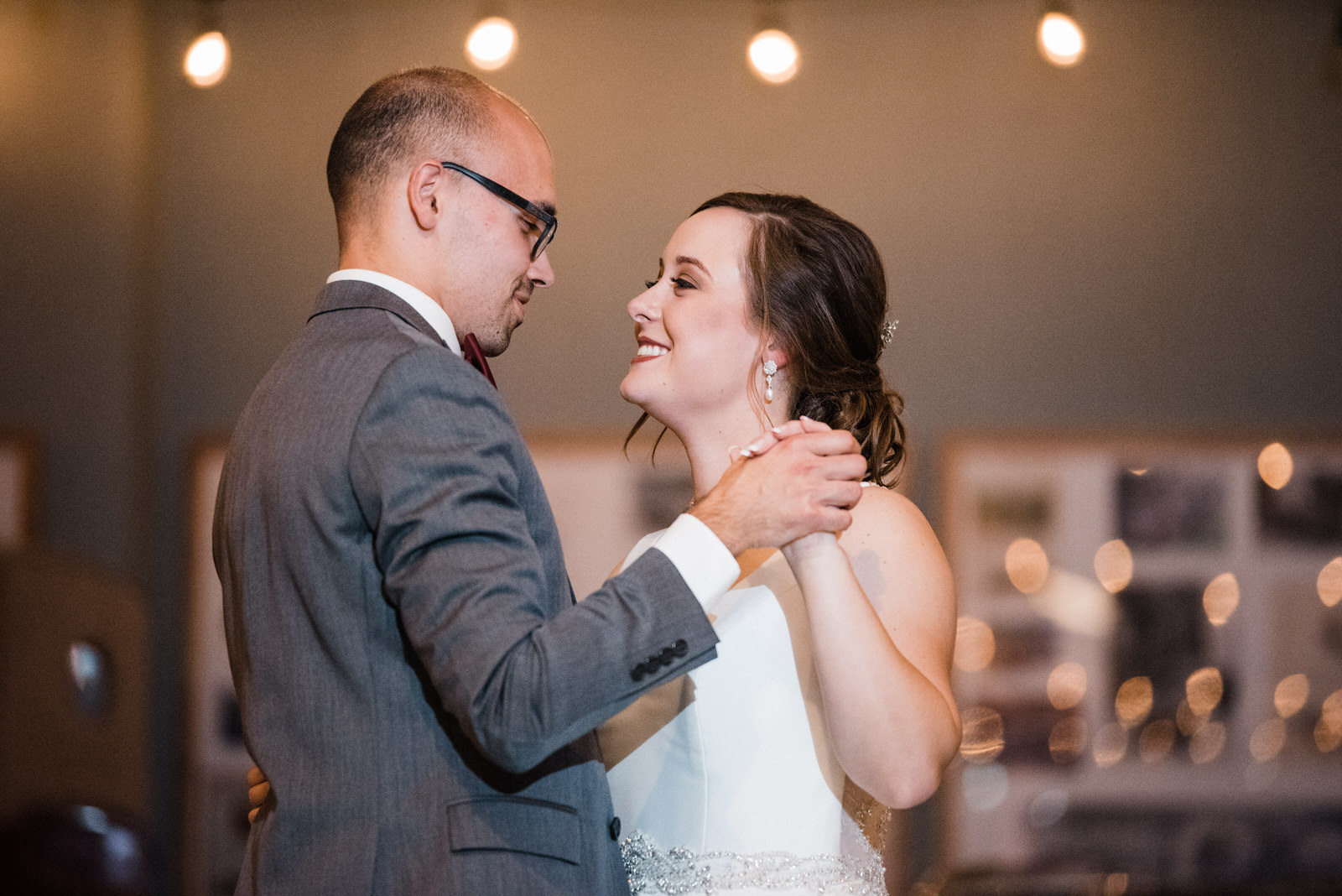  Newlywed's first dance at Americas Packard Museum wedding reception 