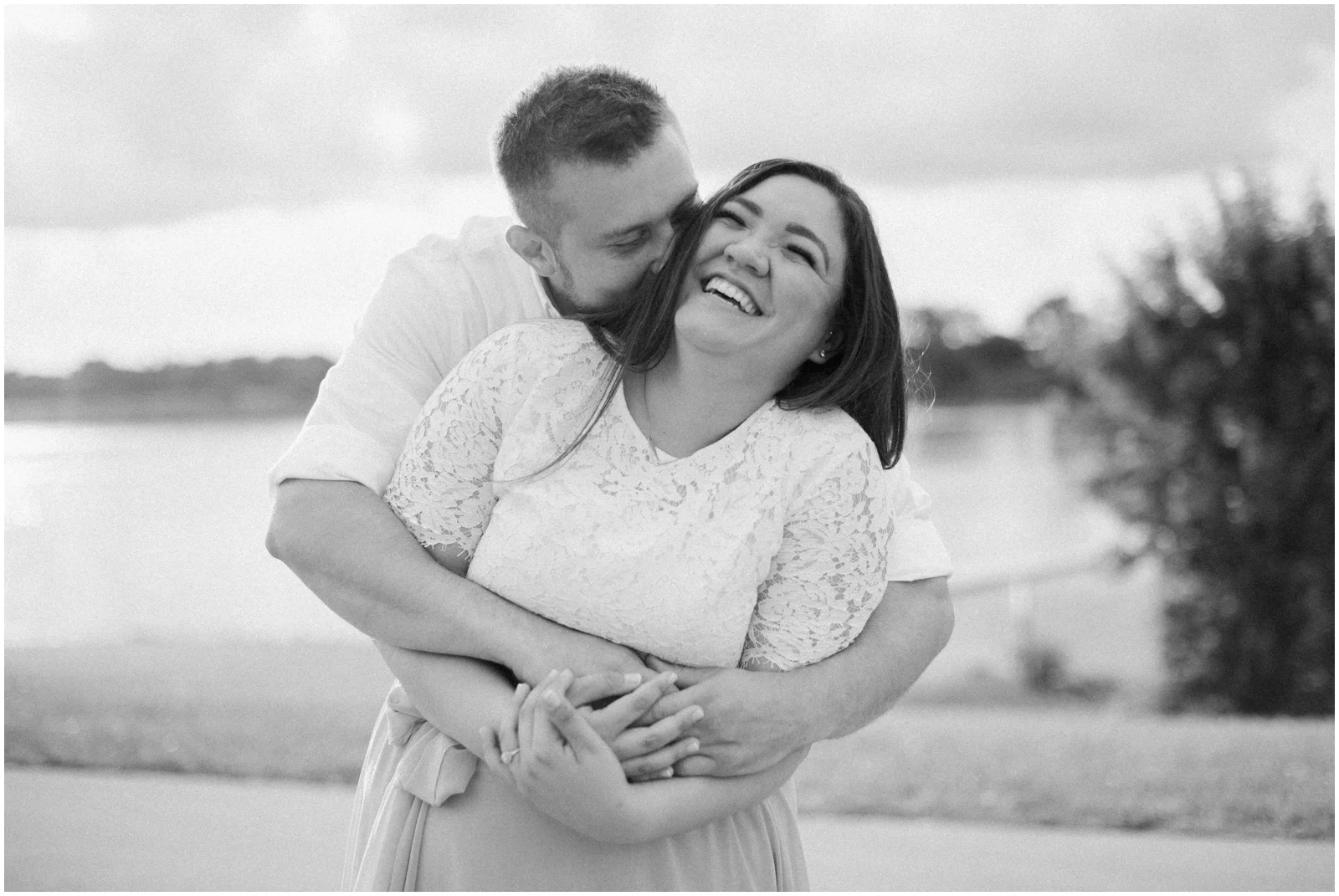 black and white portrait of a happy couple