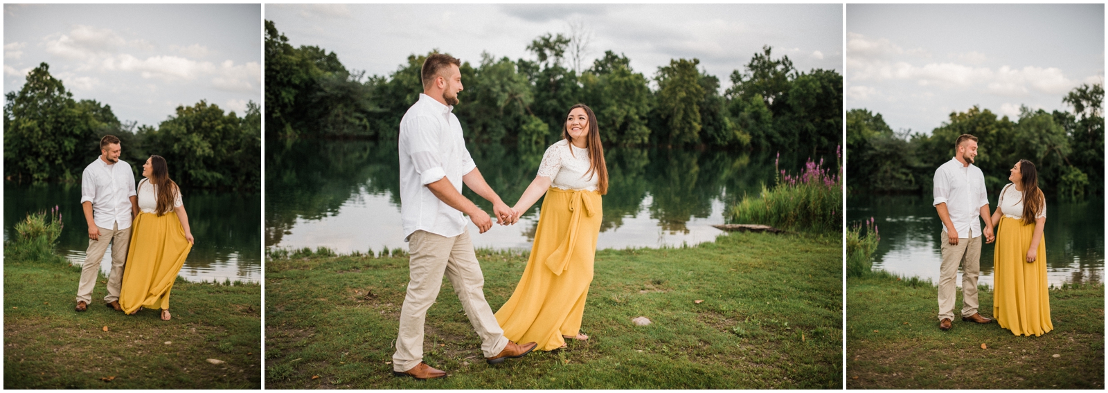  couple holding hands and smiling  