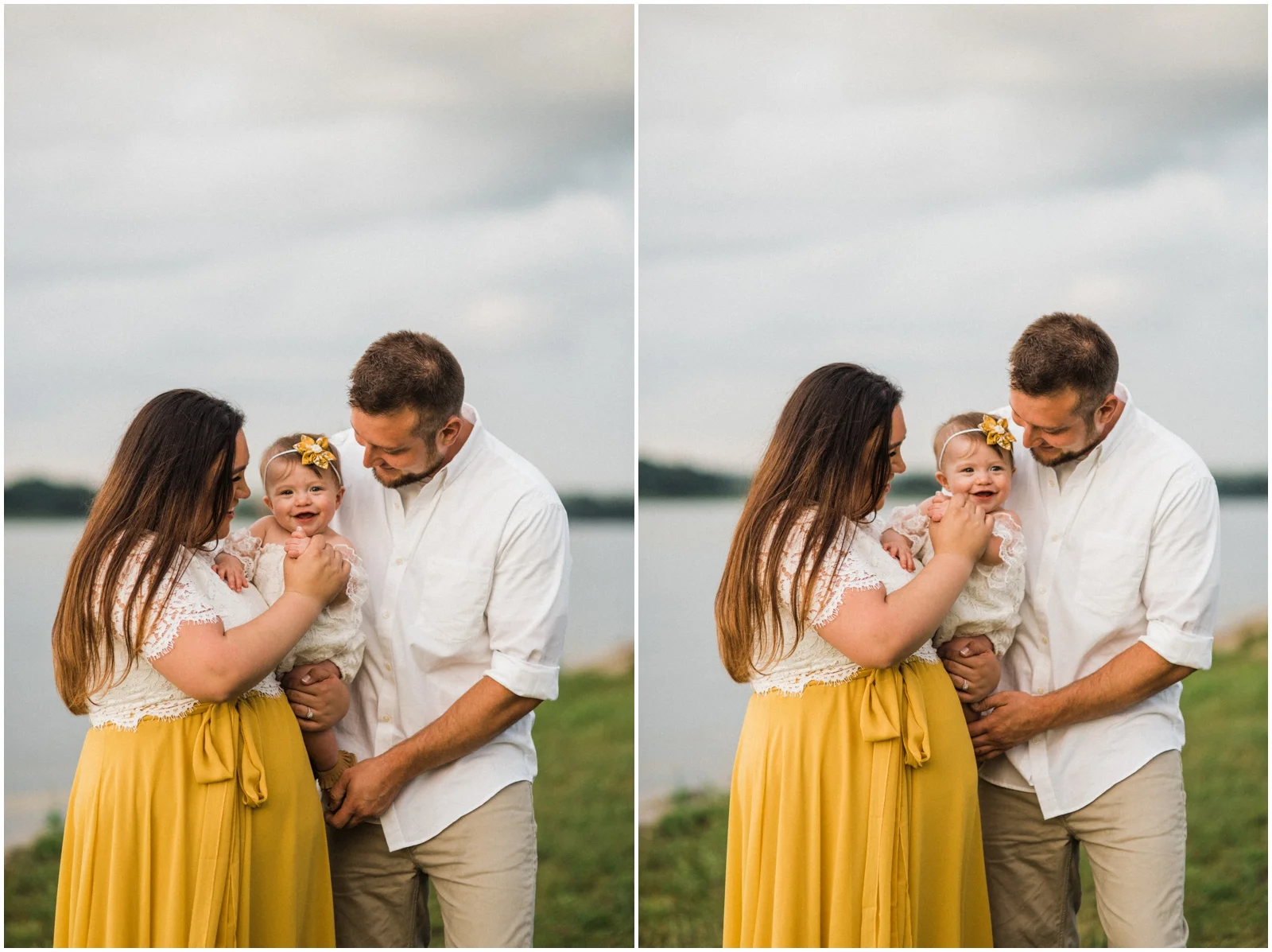 happy baby with her mother and father