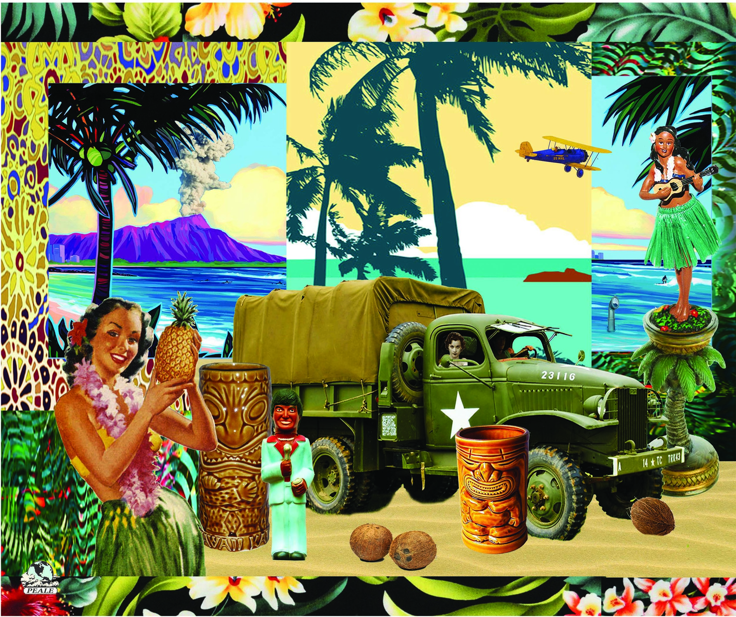 Two and a Half Ton Tropical Acid Trip © Charles W Peale 2015 cut paper & digital collage on archival paper
