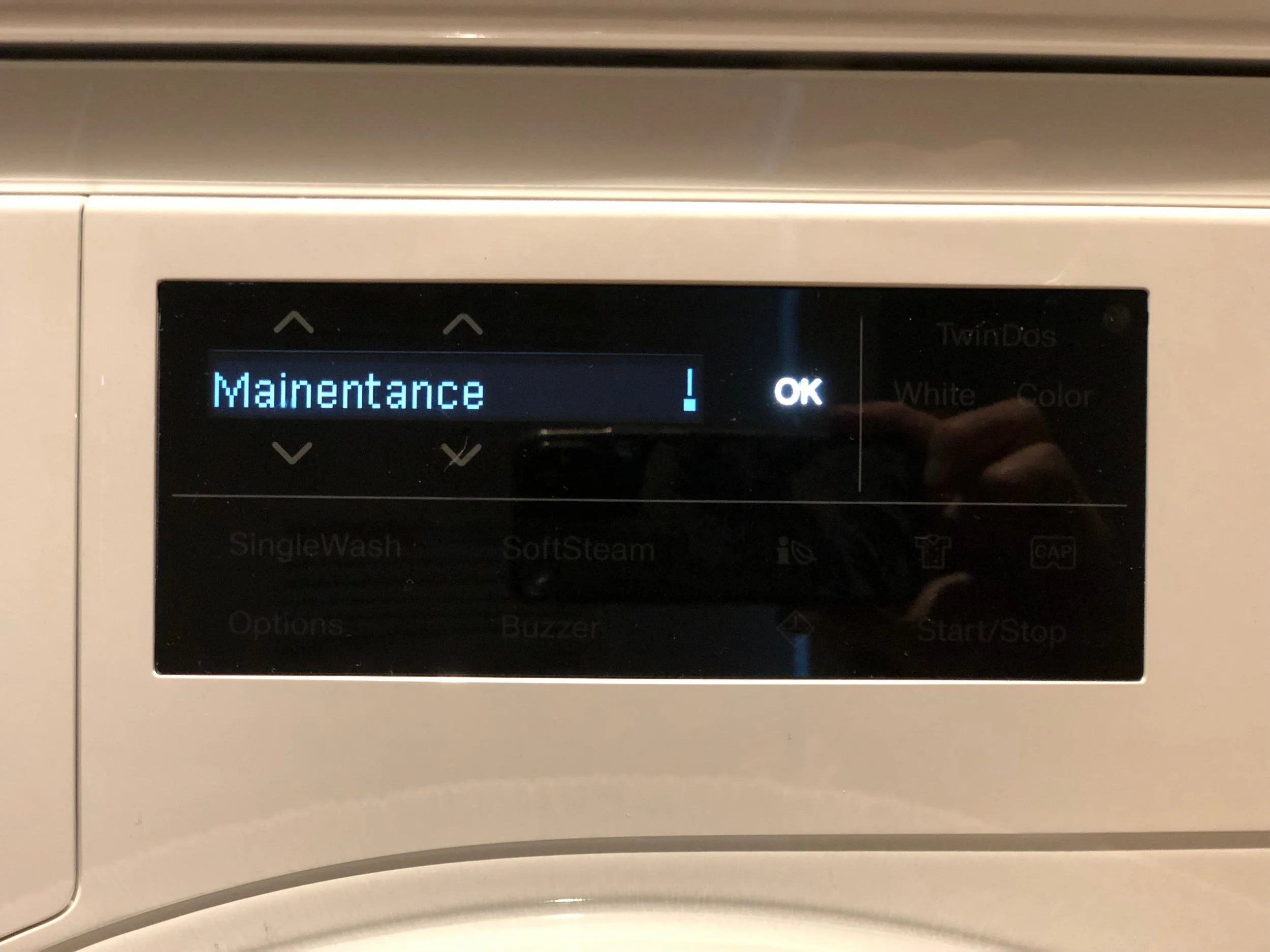 The Mainentance (sic) program on my new washing machine.