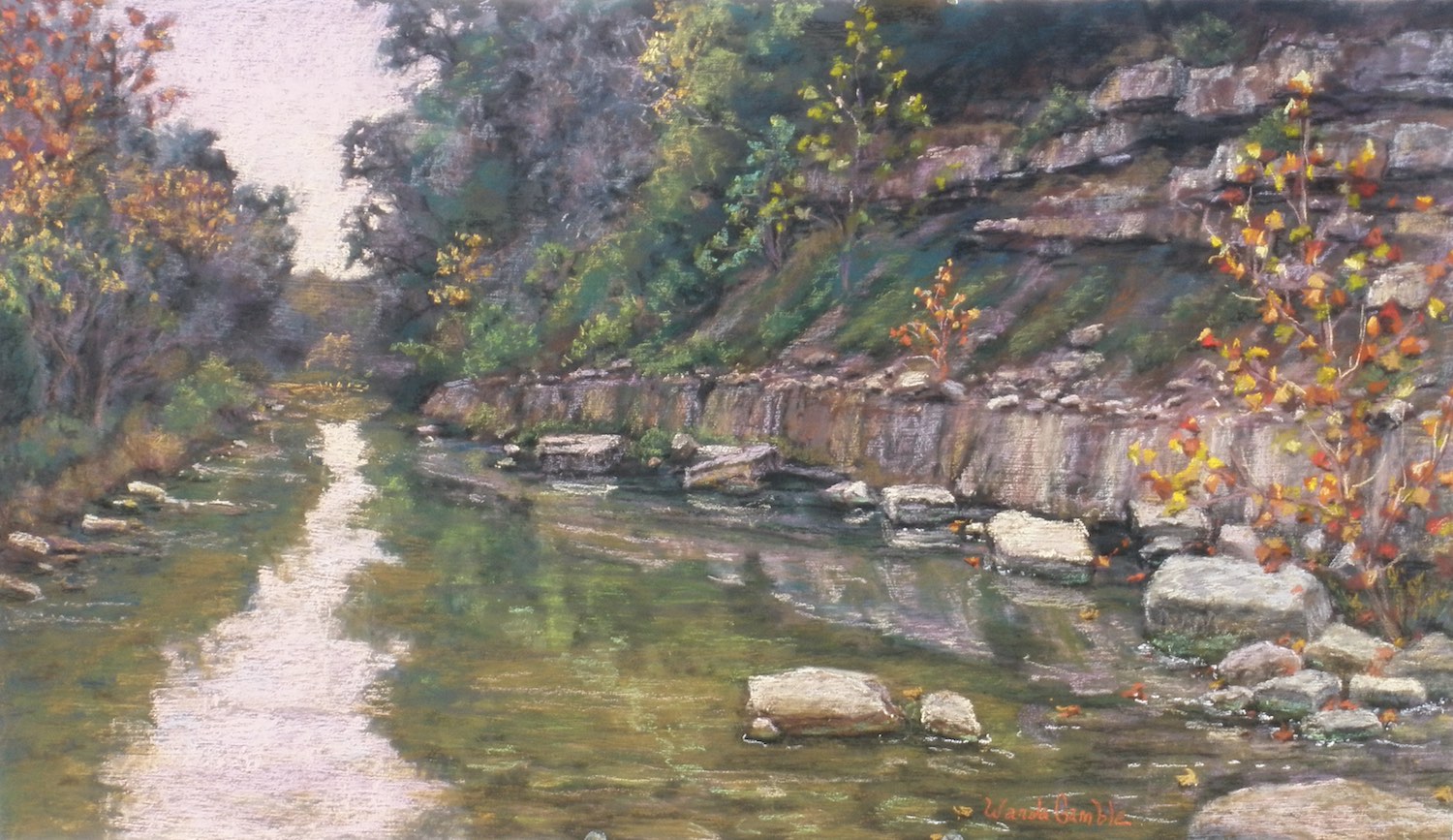Blanco County Creek, Dusk; 24" x 40"