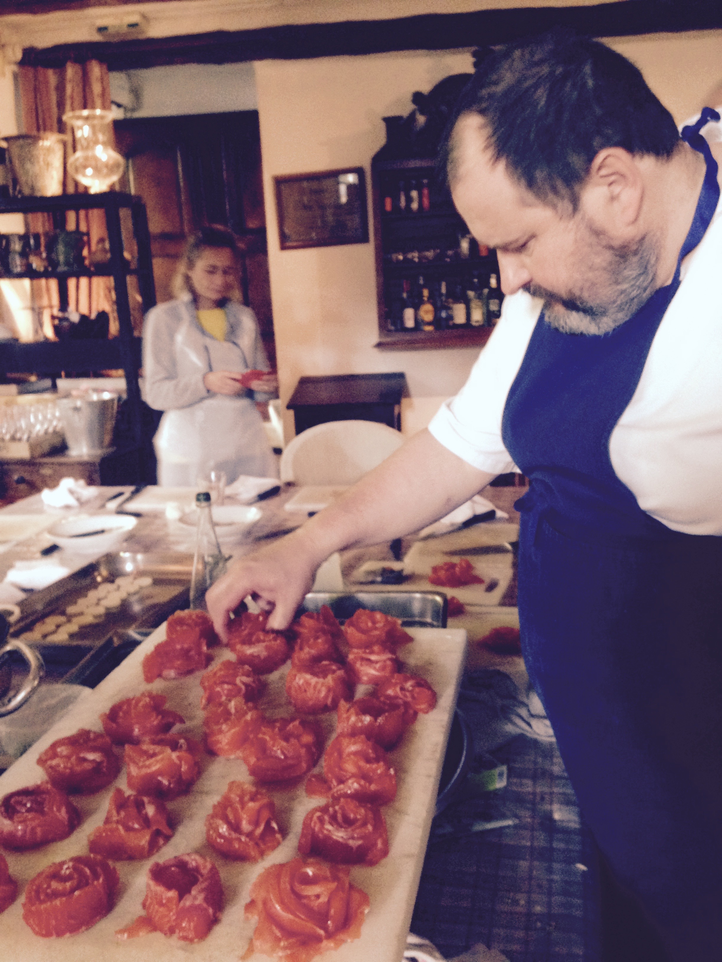 Chef Eric Sapet Reviewing the Class Salmon Roses