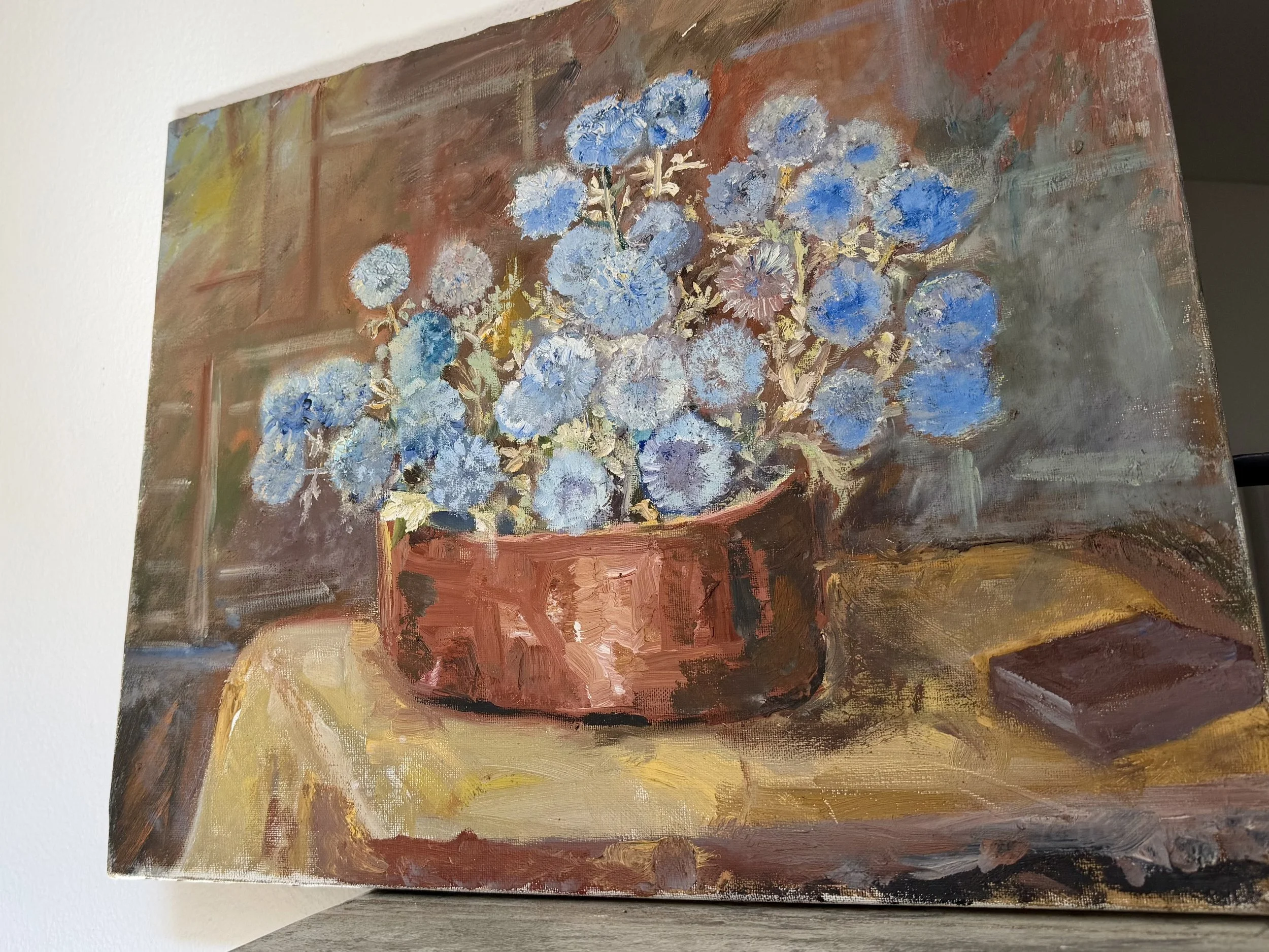 Blue Flower in Copper Pot Painting