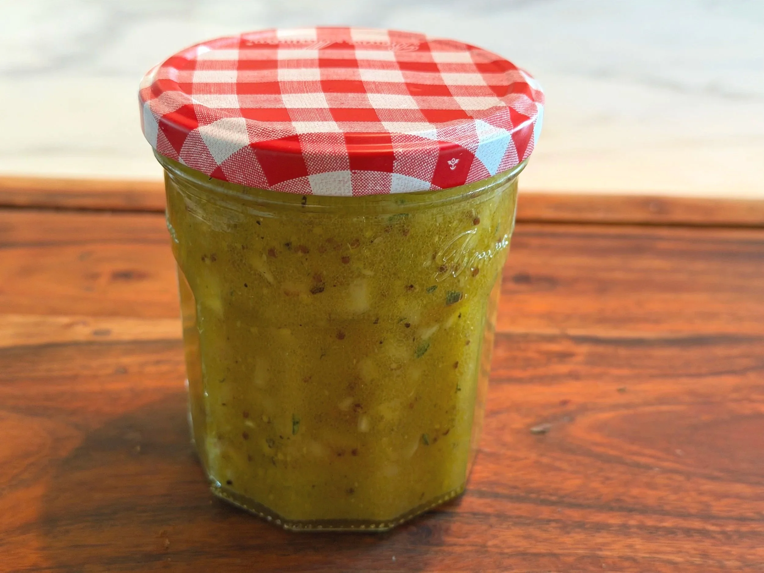 Vinaigrette in Bonne Maman Jar