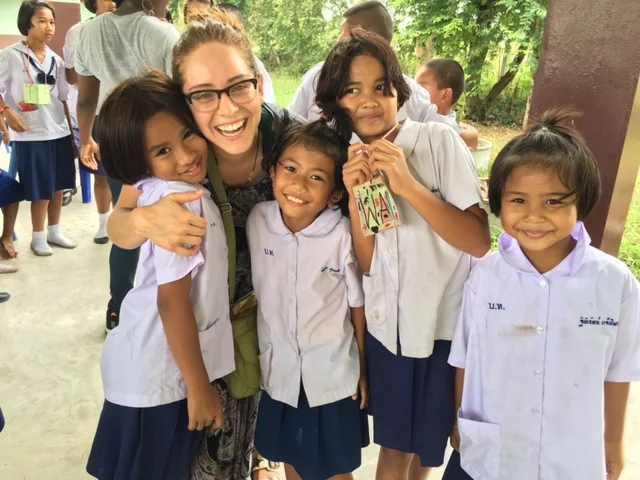 Carlie with at-risk children, Thailand 2017 