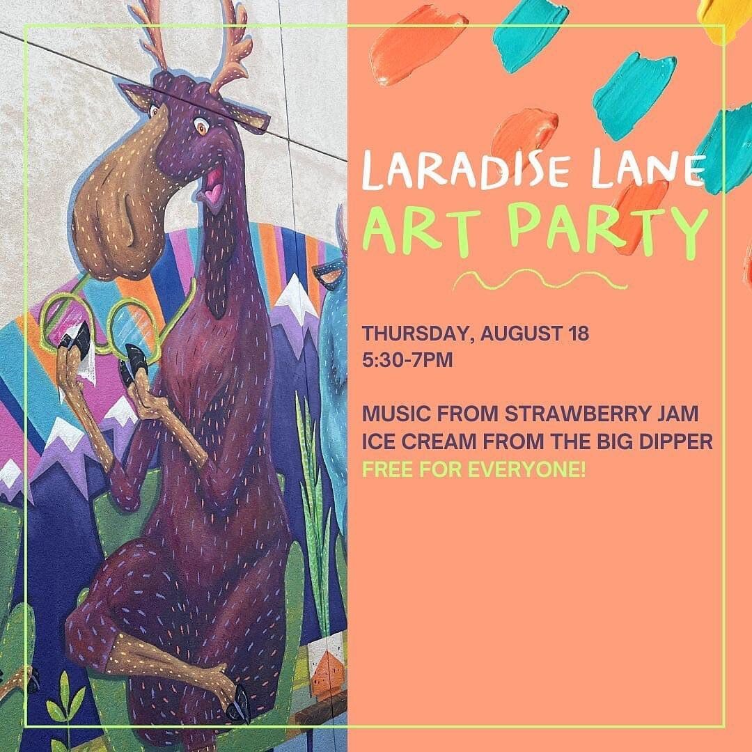 If you find yourself downtown next Thursday, come to an Art Party at Laradise Lane! Come say hi and check out my new mural &ldquo; Waiting Room Spectacles!&rdquo;