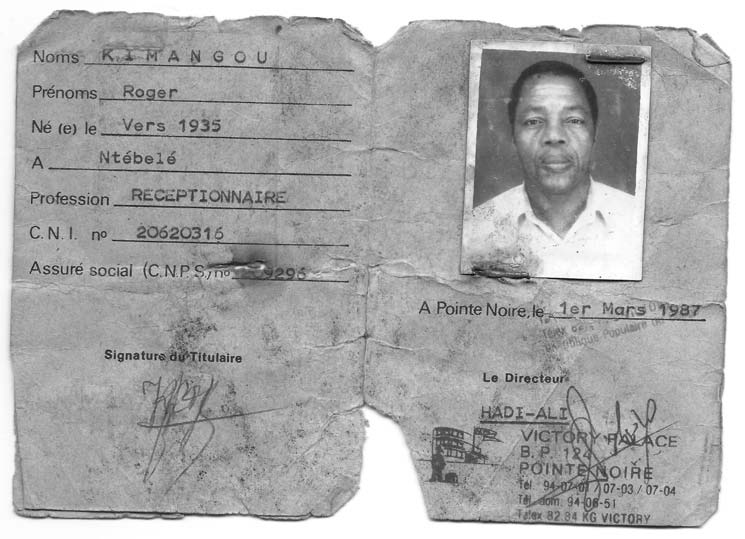 Alain's father Papa Roger's identity card. 