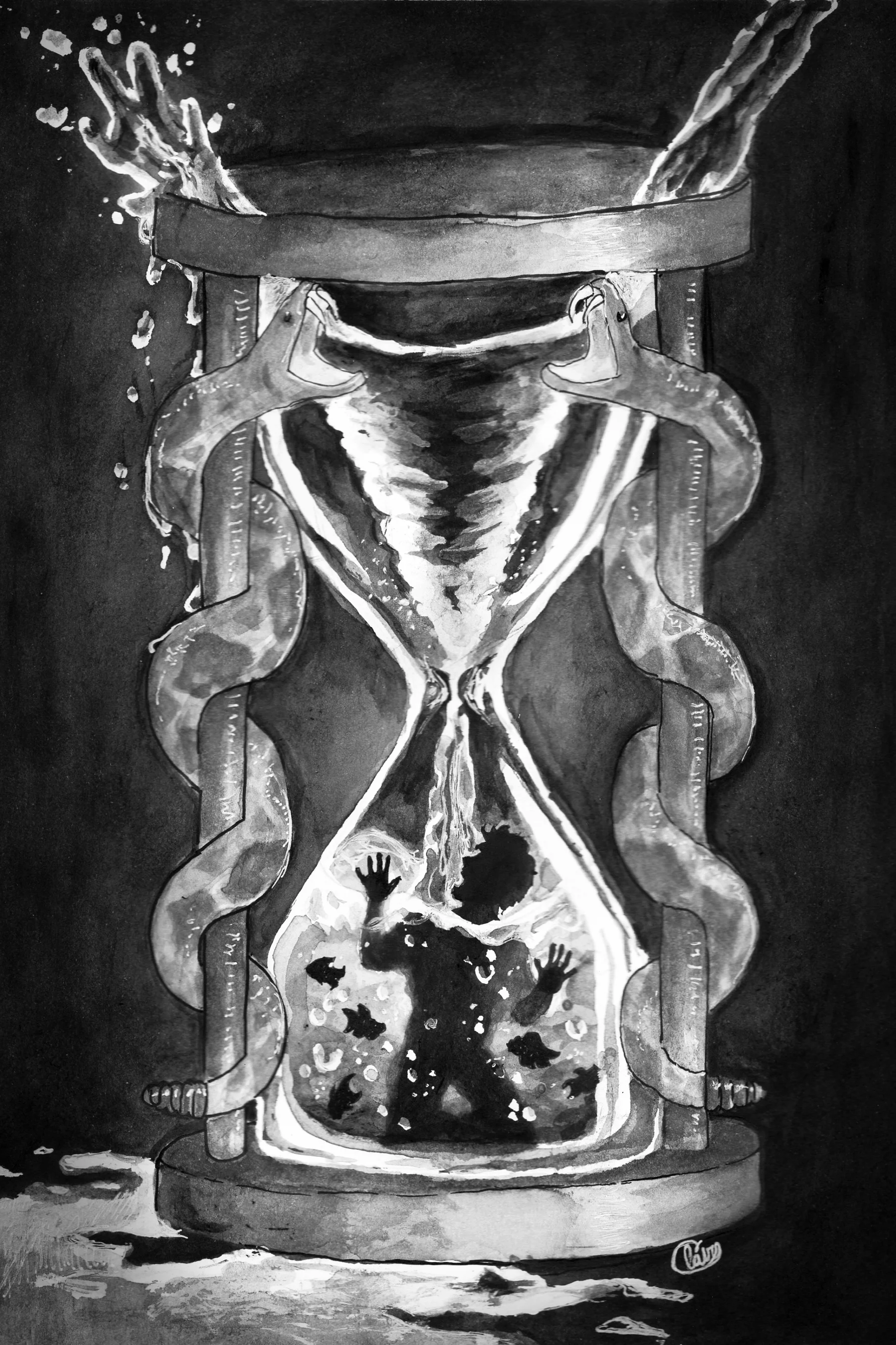Black and White - Ink Wash Illustration © 2018 by Claire Doolittle
