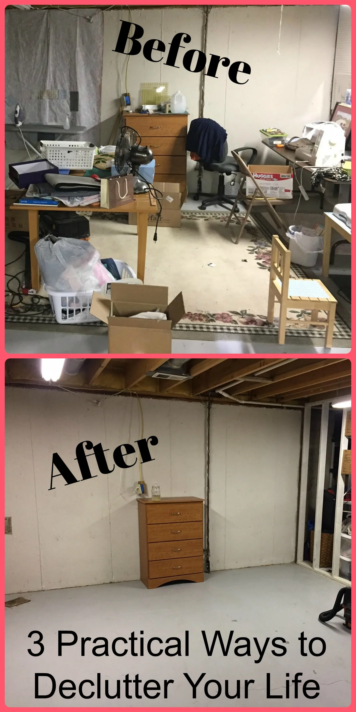 cover image of a before and after pictures depicting decluttering your space.