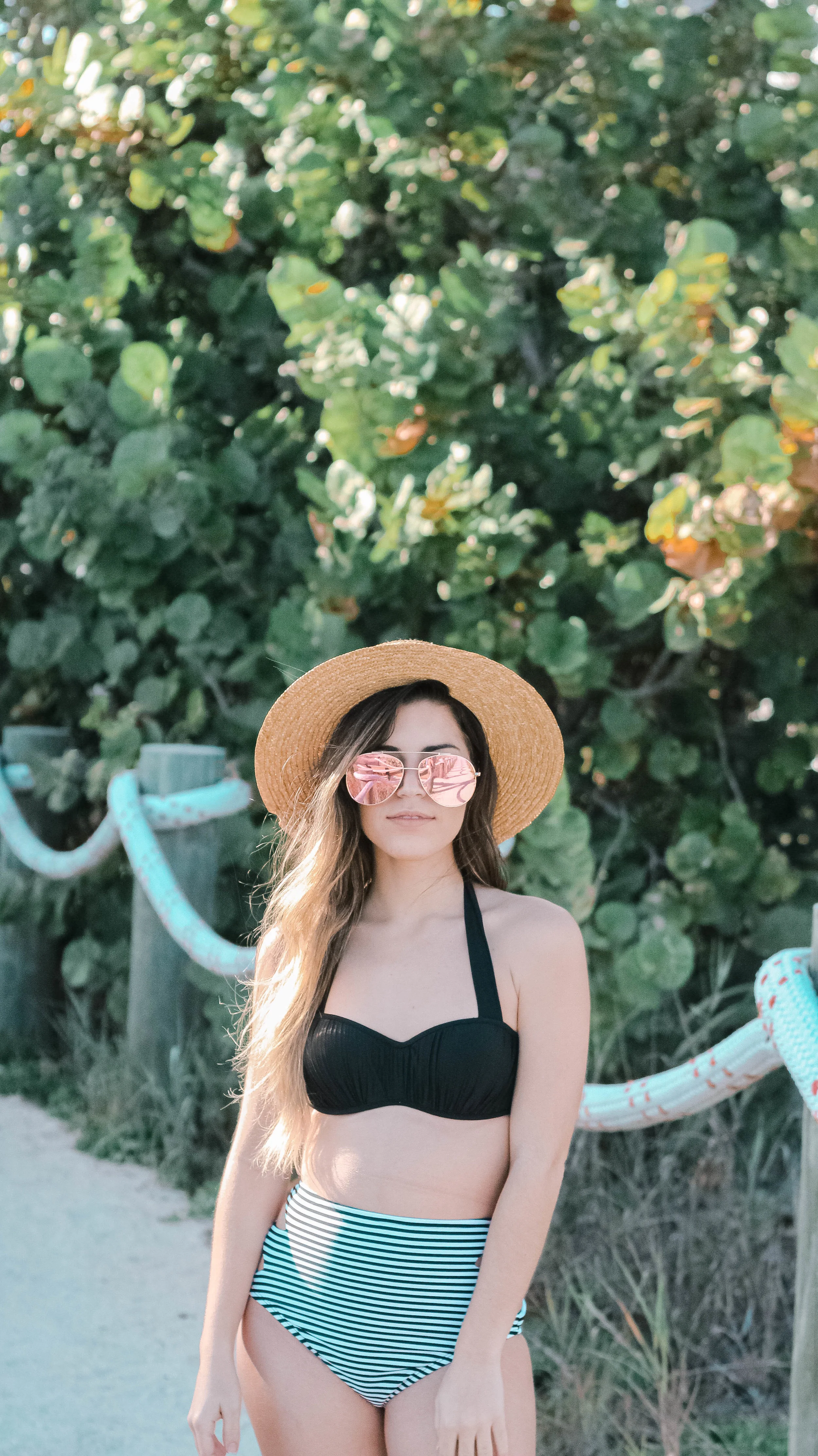 Swimsuit: A'Gaci / Hat: Forever21 / Shirt: Forever21 / Sunglasses: A'Gaci