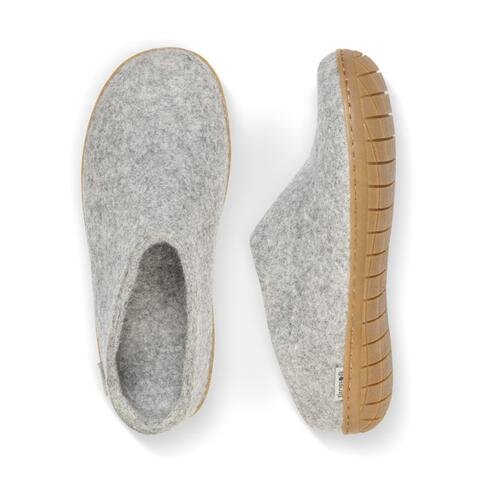 Glerups Open Heel Slipper With Natural Rubber Sole - Light Grey — stuff
