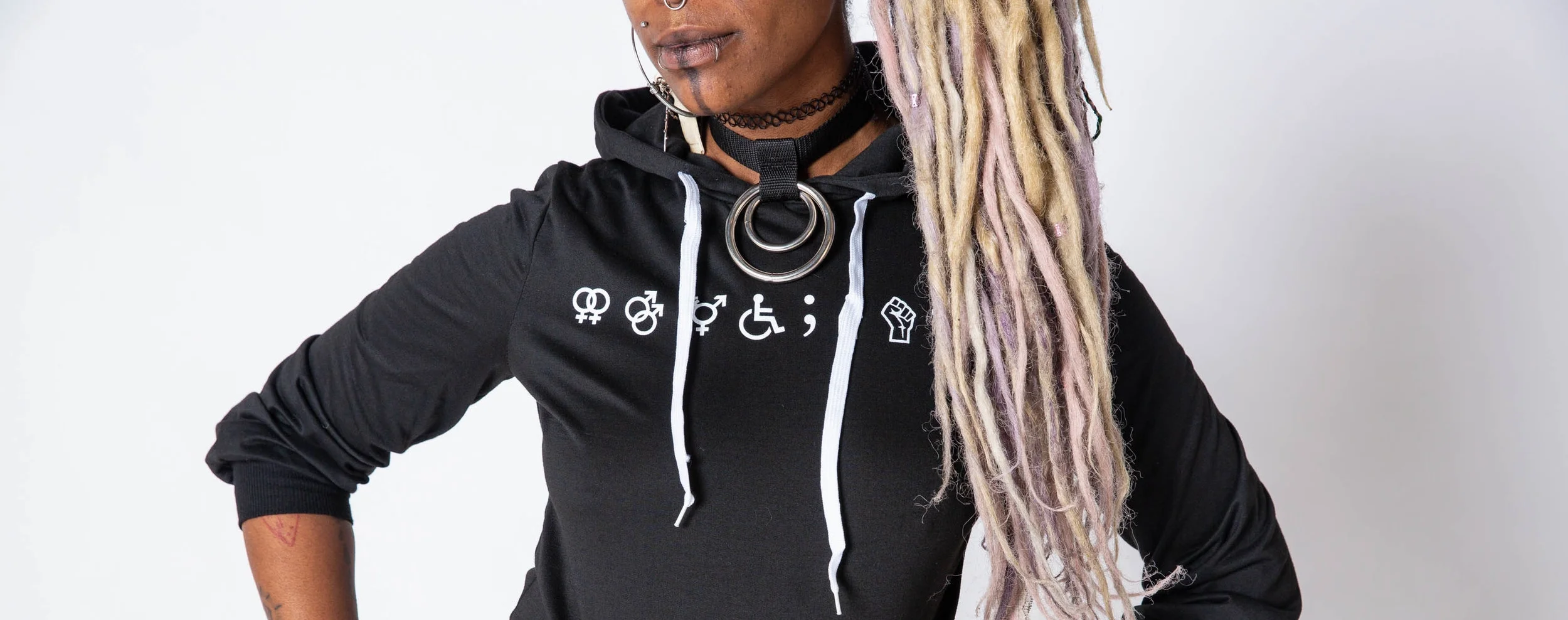 Black Unisex Cropped everyBODY Hoodie - dfrntpigeon