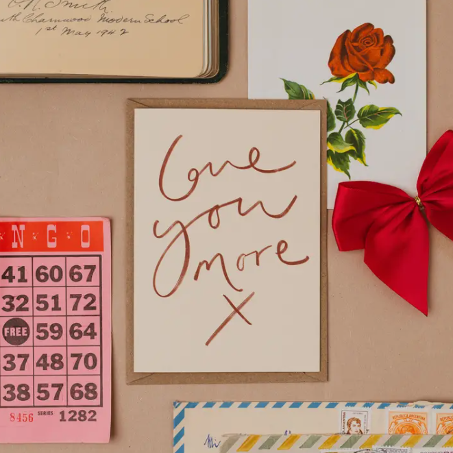 'Love You More X' Handwritten Valentine's Card