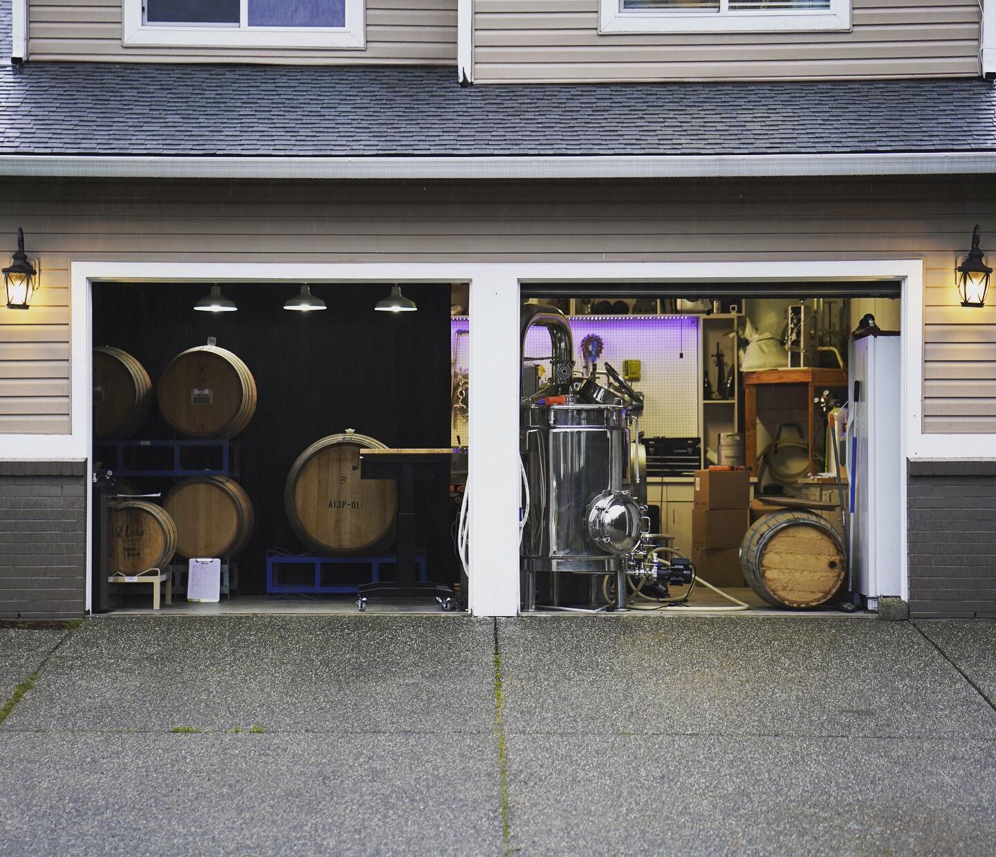 Some wonder where Wild Oak Project is made. Here it is, 500 sq ft two car garage. Something that took me years to build and develop and something I am very proud of. #independentbrewery #nanobrewery #openfermentation #barrelaged #mixedculture #sourbe
