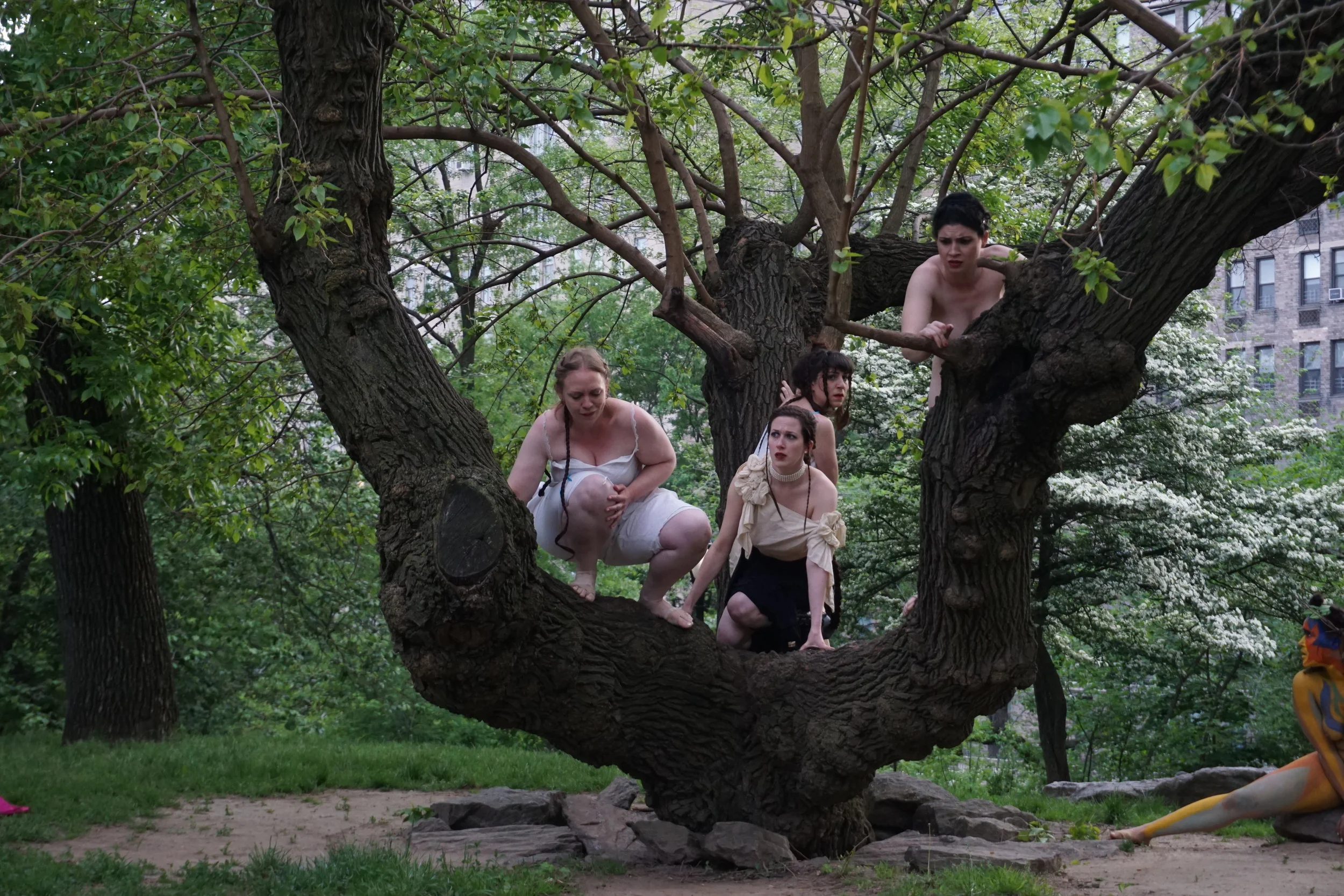  Layne Tisdel as Gonzalo, Clara Kundin as Antonio, Suzannah Gratz as Sebastian, Sarah Sutliff as Alonso 