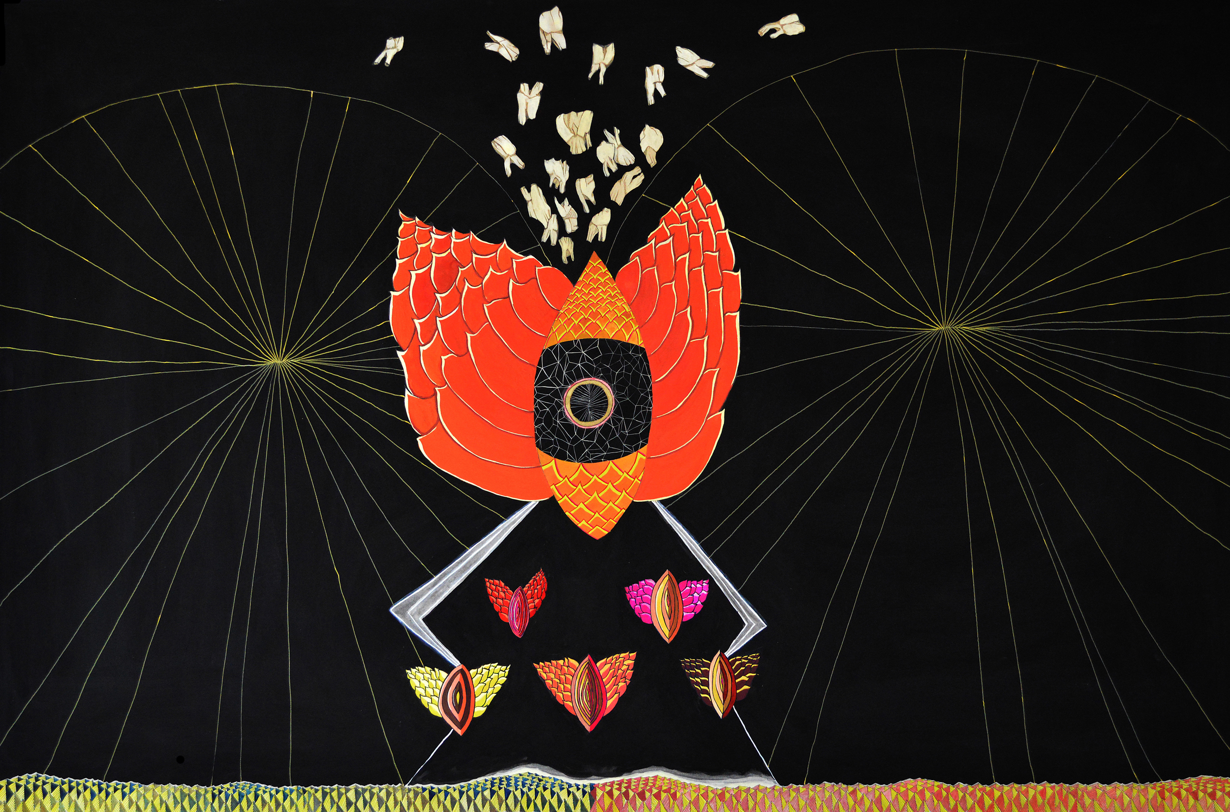   Minds Eye Spider Veins   Gouache on Paper  40” x 20” 