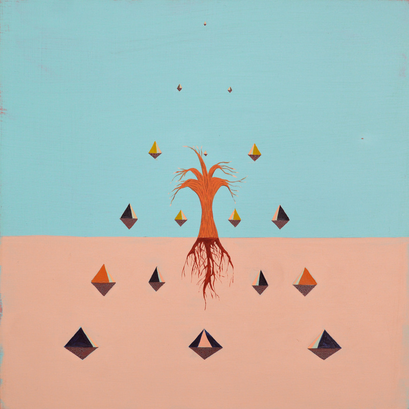   Tree Heaven   Gouache, Acrylic on Wood  12” x 12” 