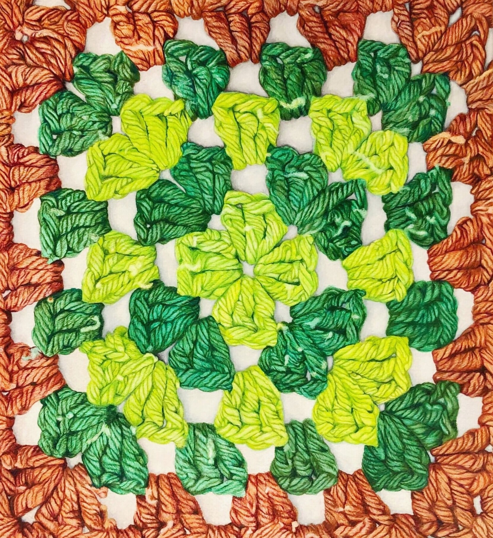   A Piece Of Her In Green   20” x 20”  Colored Pencil on Paper   