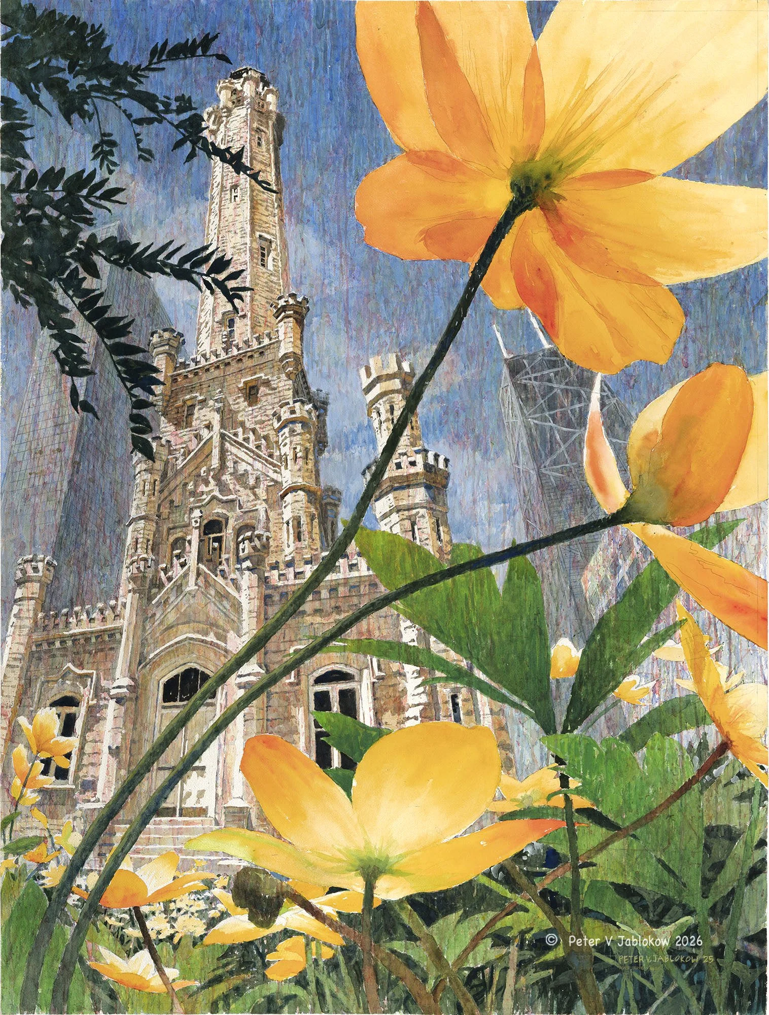 Water Tower with Flowers