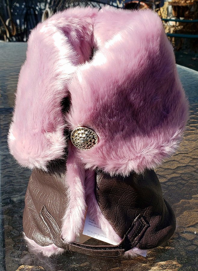 Carole Bruns - Brown Leather _ Light Pink Faux Fur Dog Coat.jpg