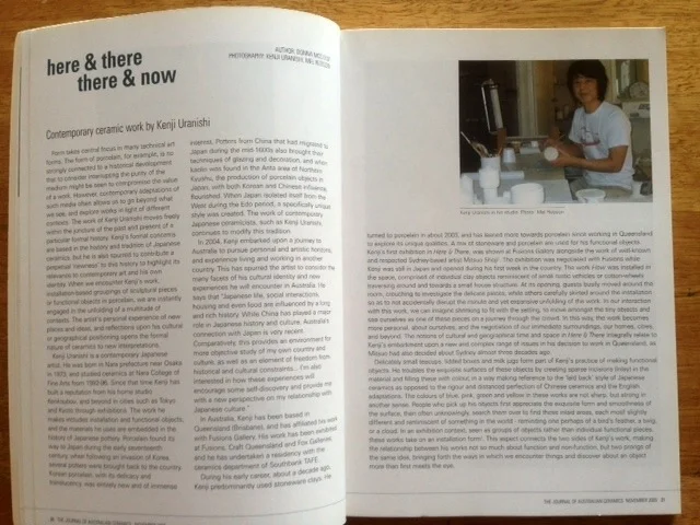 The Journal of Australian Ceramics, 44/3 November 2005, by Donna McColm. ‘Here & There There & Now: Contemporary ceramic work by Kenji Uranishi'