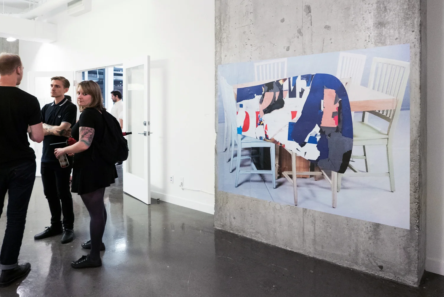Table Top (installation view at YTB gallery, Toronto), Polina Teif and Shannon Garden-Smith, 74" x 55.5", digital adhesive vinyl print, 2015