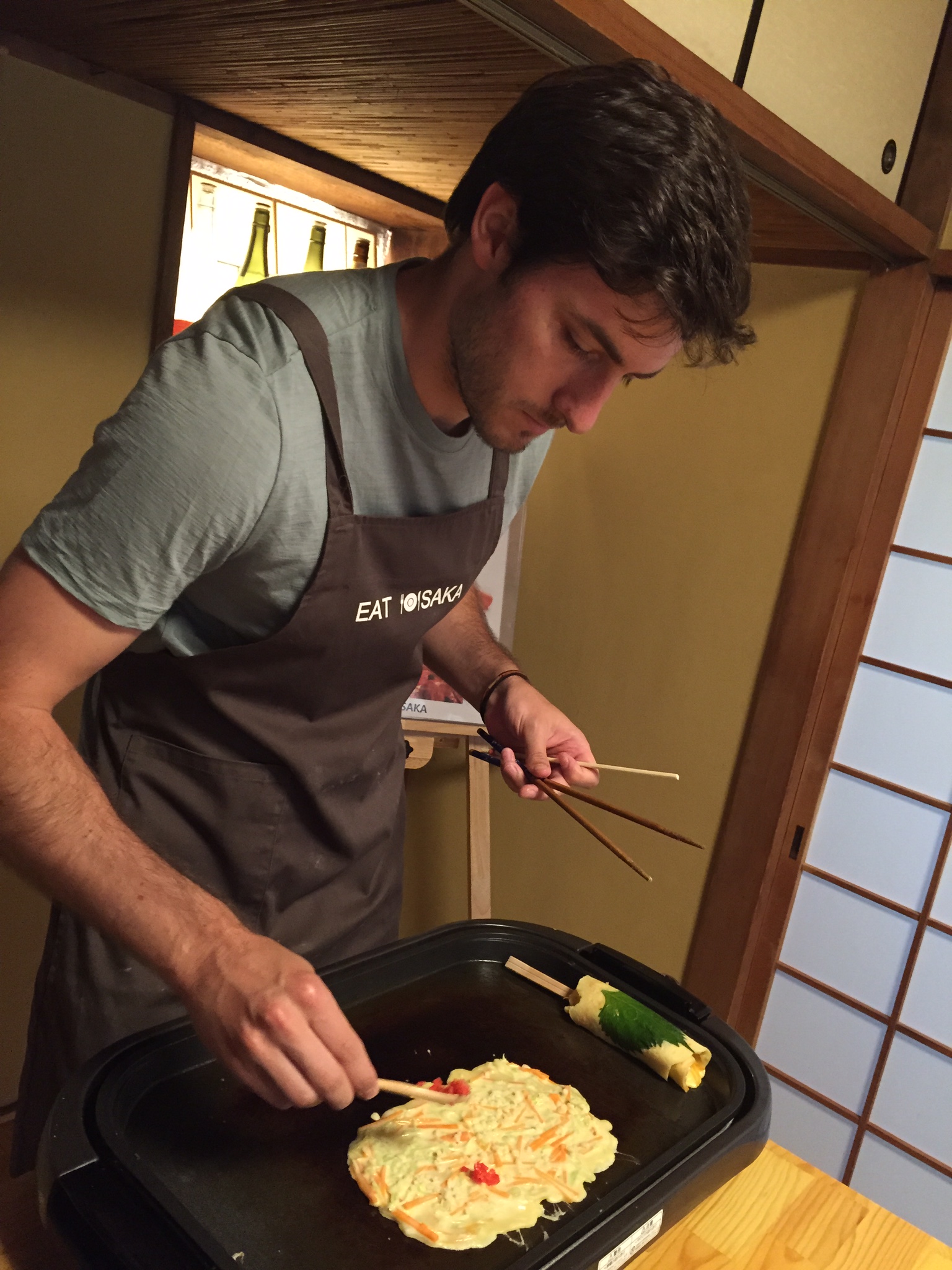 Cole makes okonomiyaki on a stick!