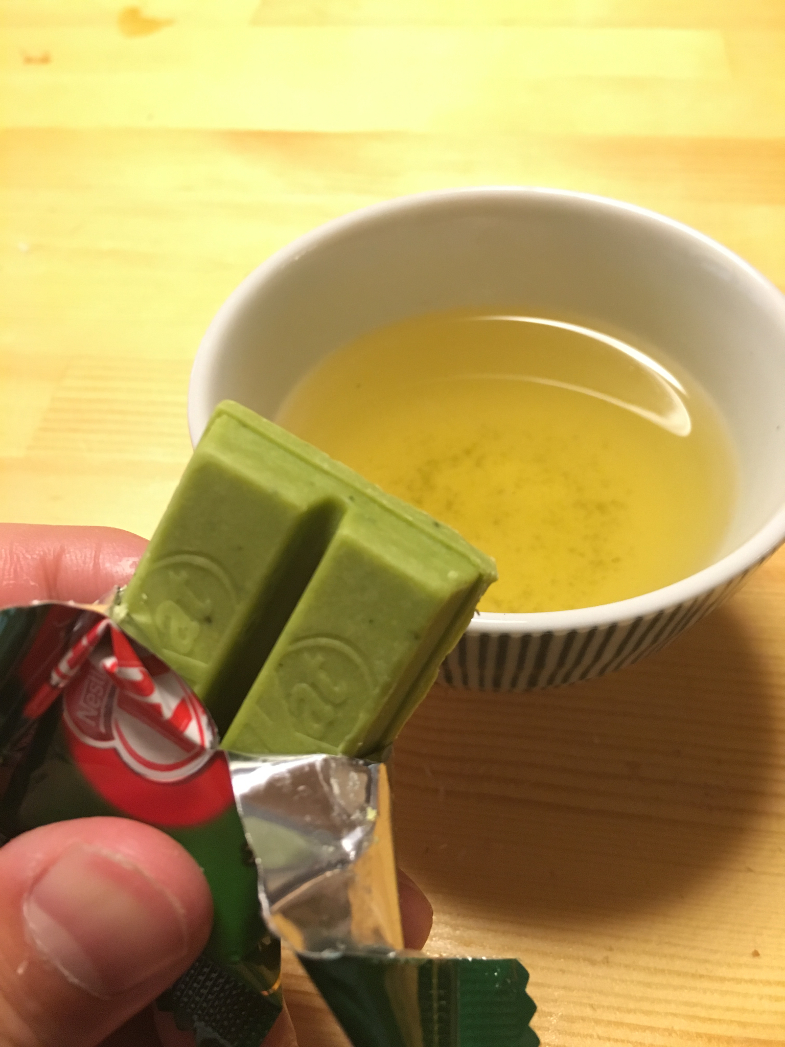 Green tea Kit Kat for dessert