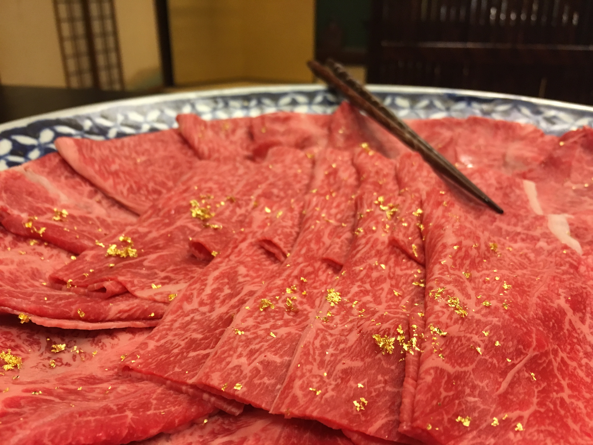 Yes, that's gold leaf on our hida beef for shabu shabu