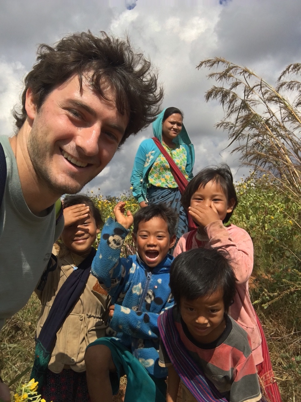 Selfie with all the kids who chased us with flowers