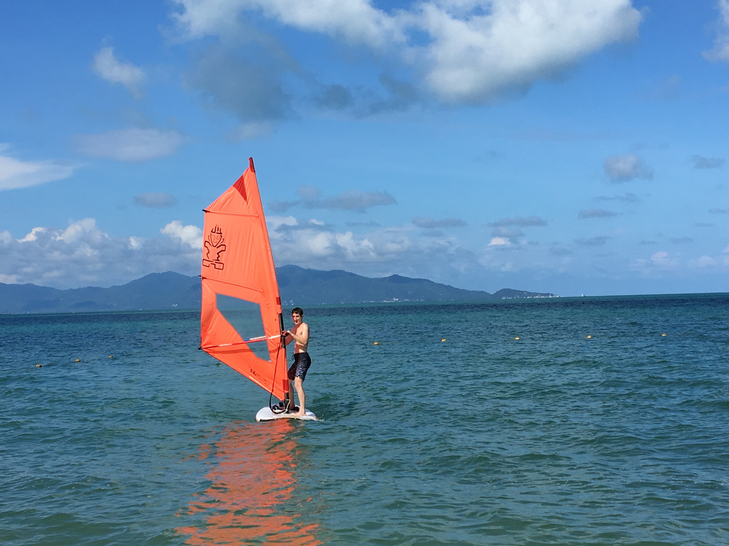 Scott learns to windsurf