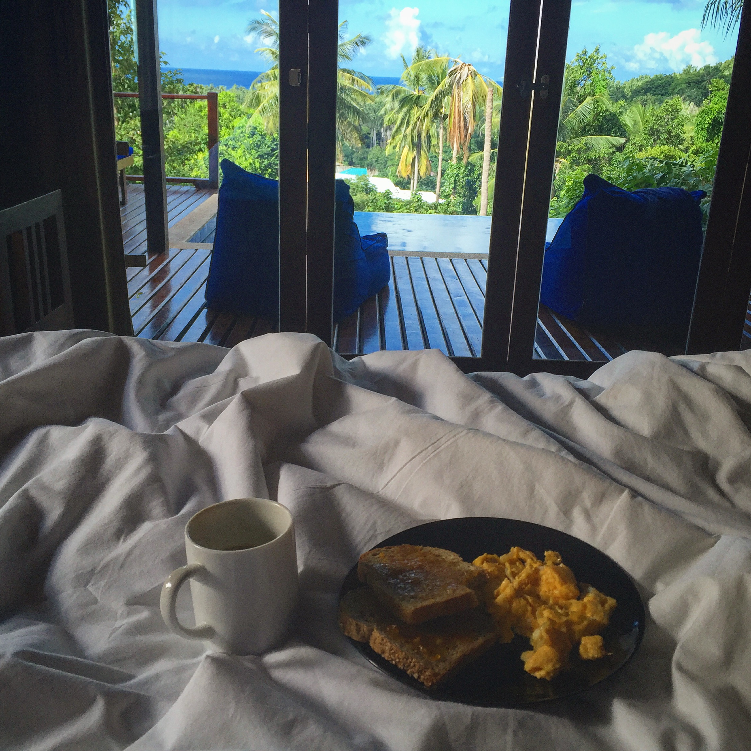 Breakfast in bed with a view