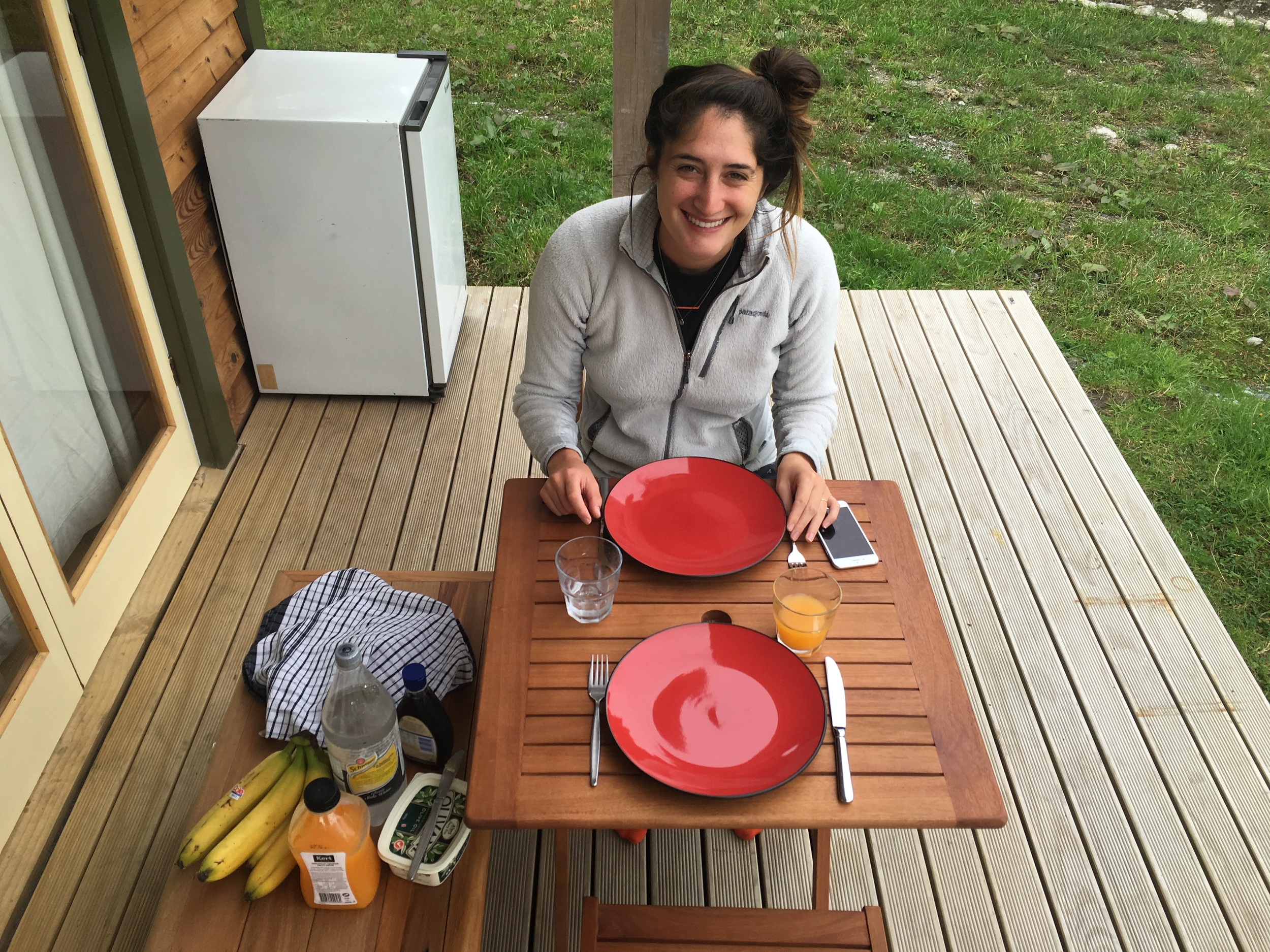 Set up for pancake breakfast at our Franz Josef AirBnB