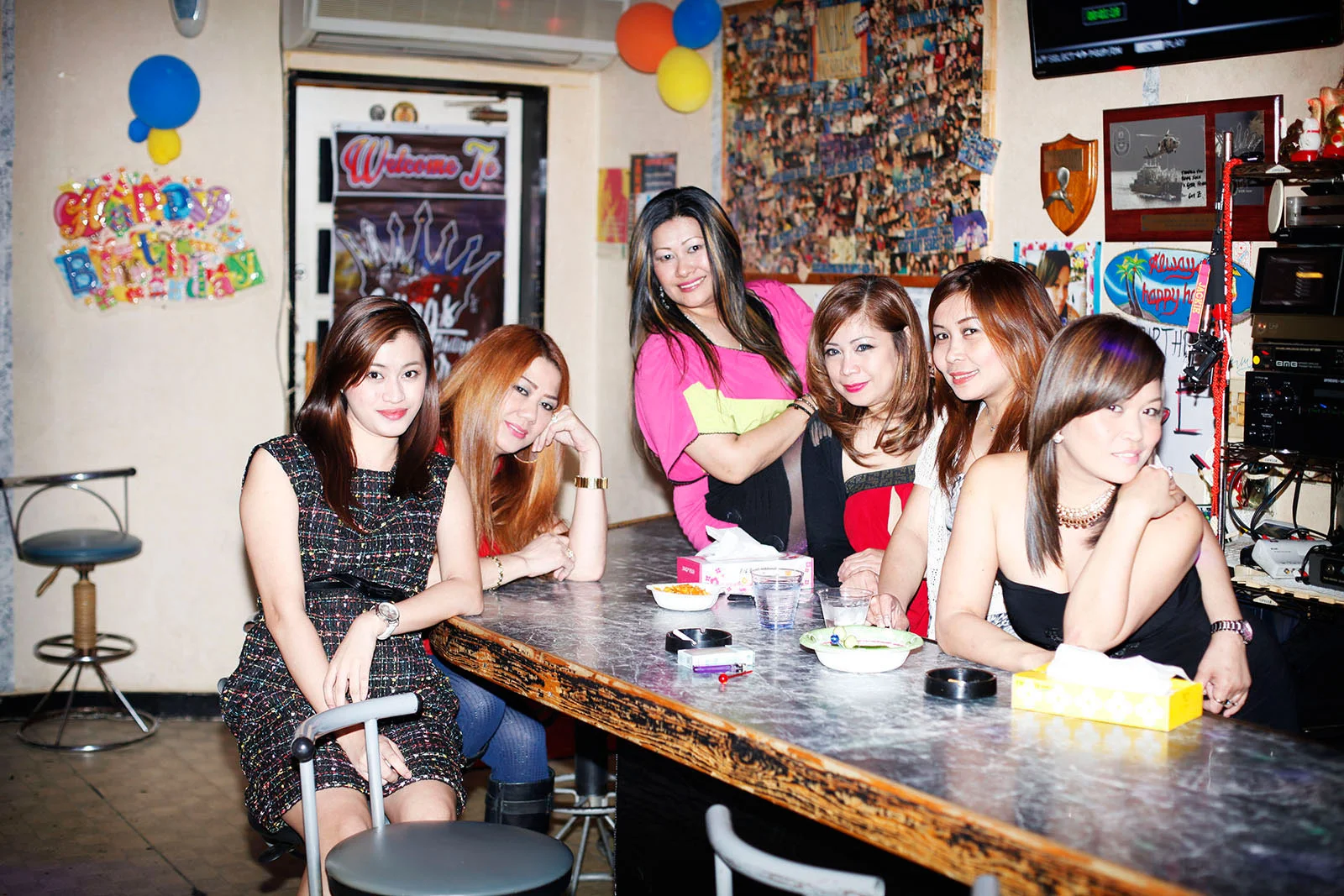 Filipino women in sailor town's bar Sasebo, Japan 2015