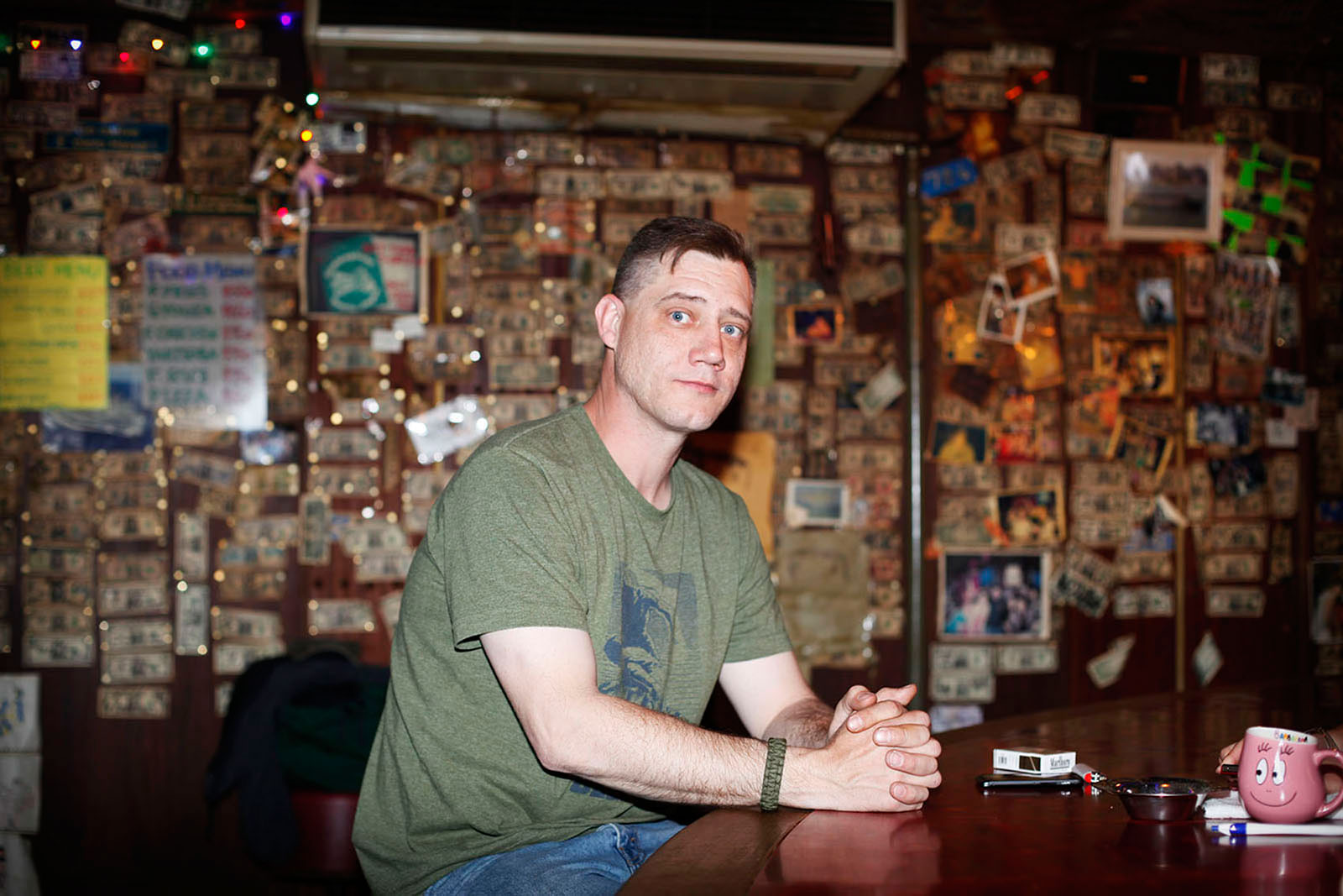   A crew cut man in sailor town's bar Sasebo, Japan 2015        