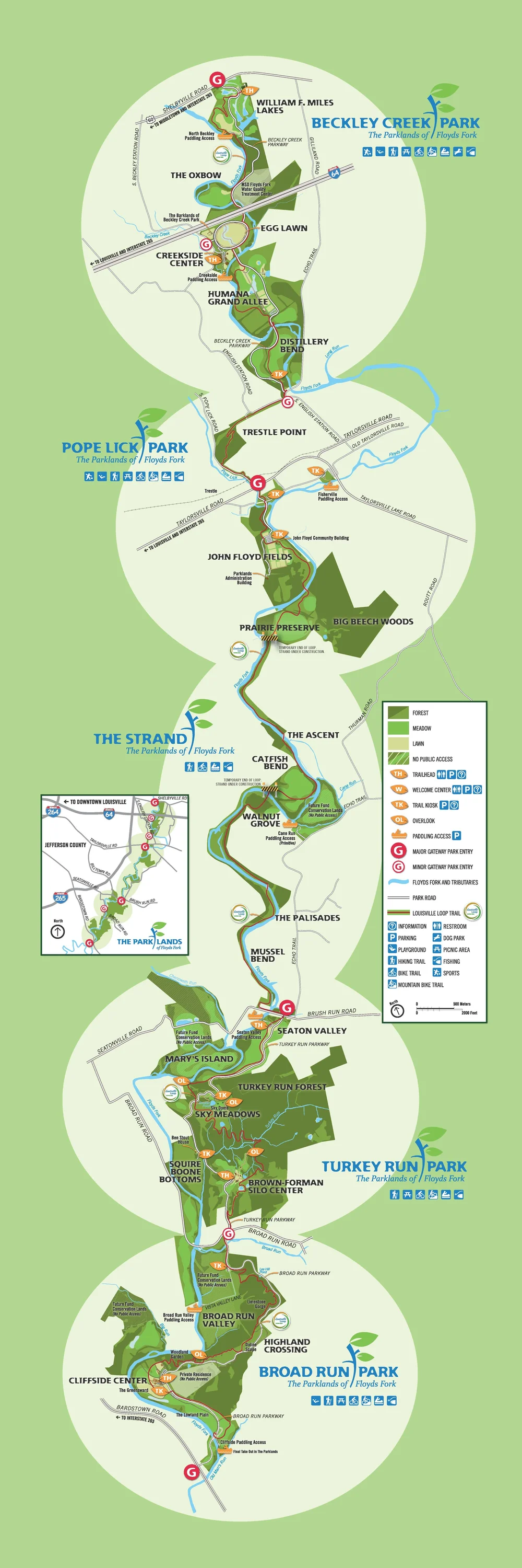 Map Of The Parklands Of Floyds Fork Blue Moon Canoe Kayak Of Kentucky