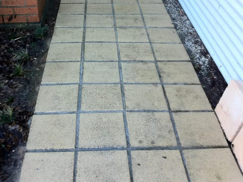 Square-paver side path after cleaning (Canberra)